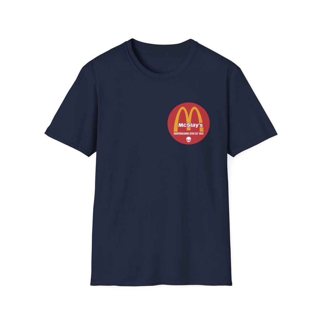 McSlays Gym Badge Graphic Vintage Gym T-Shirt
