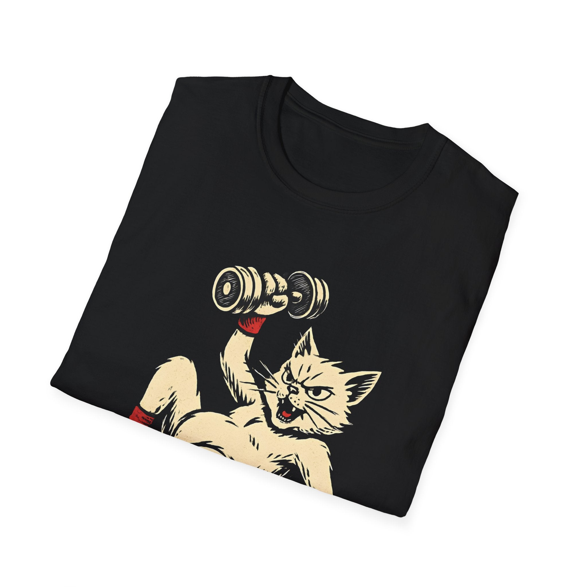 Cat Lifts Dumbbell T-Shirt