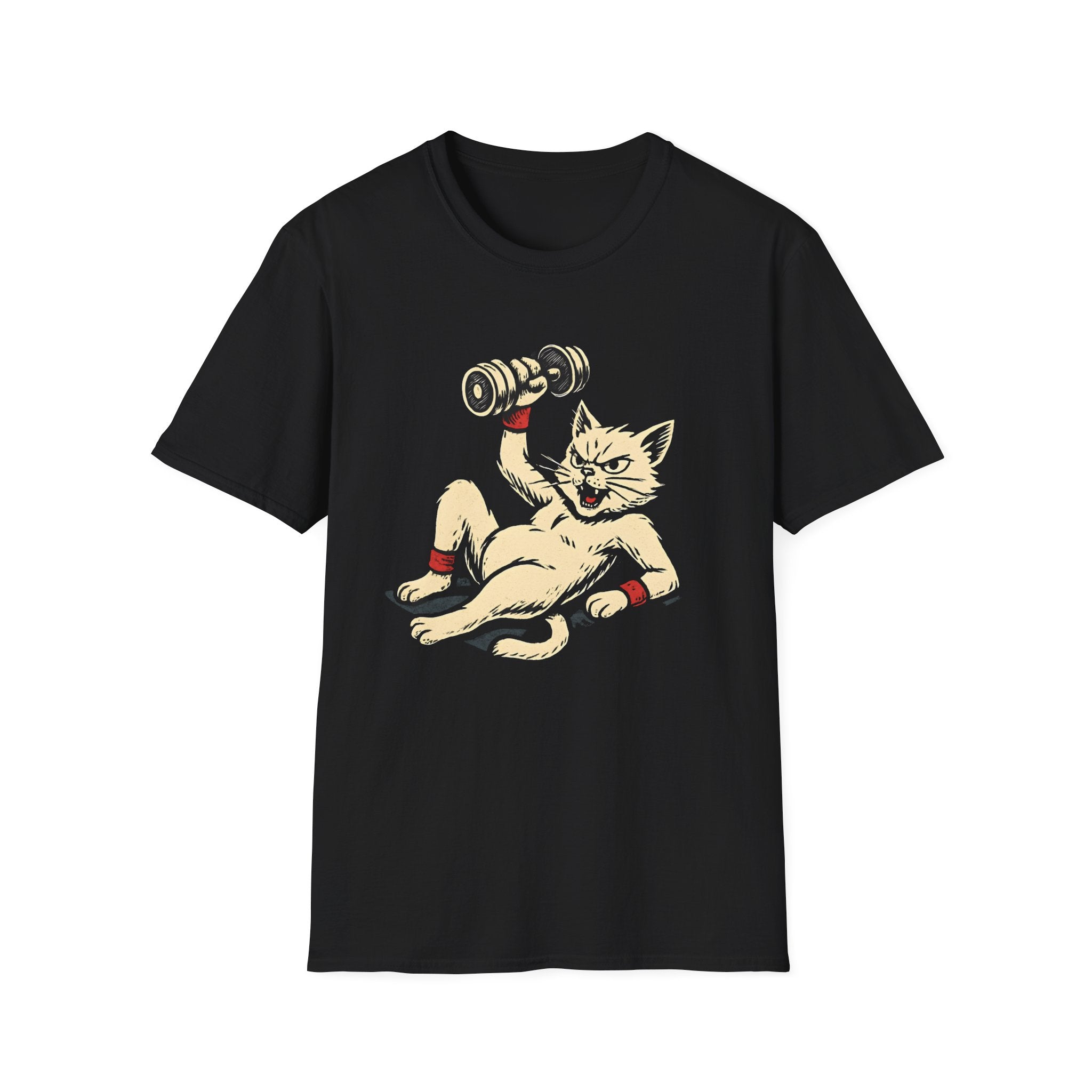 Cat Lifts Dumbbell T-Shirt