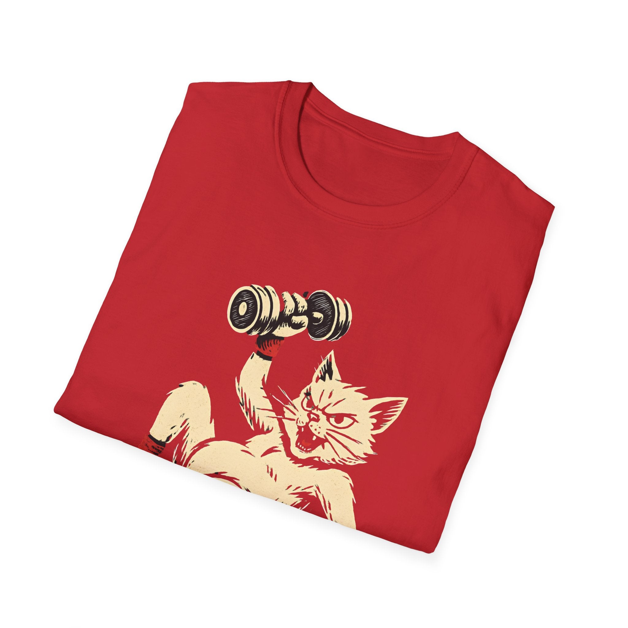 Cat Lifts Dumbbell T-Shirt