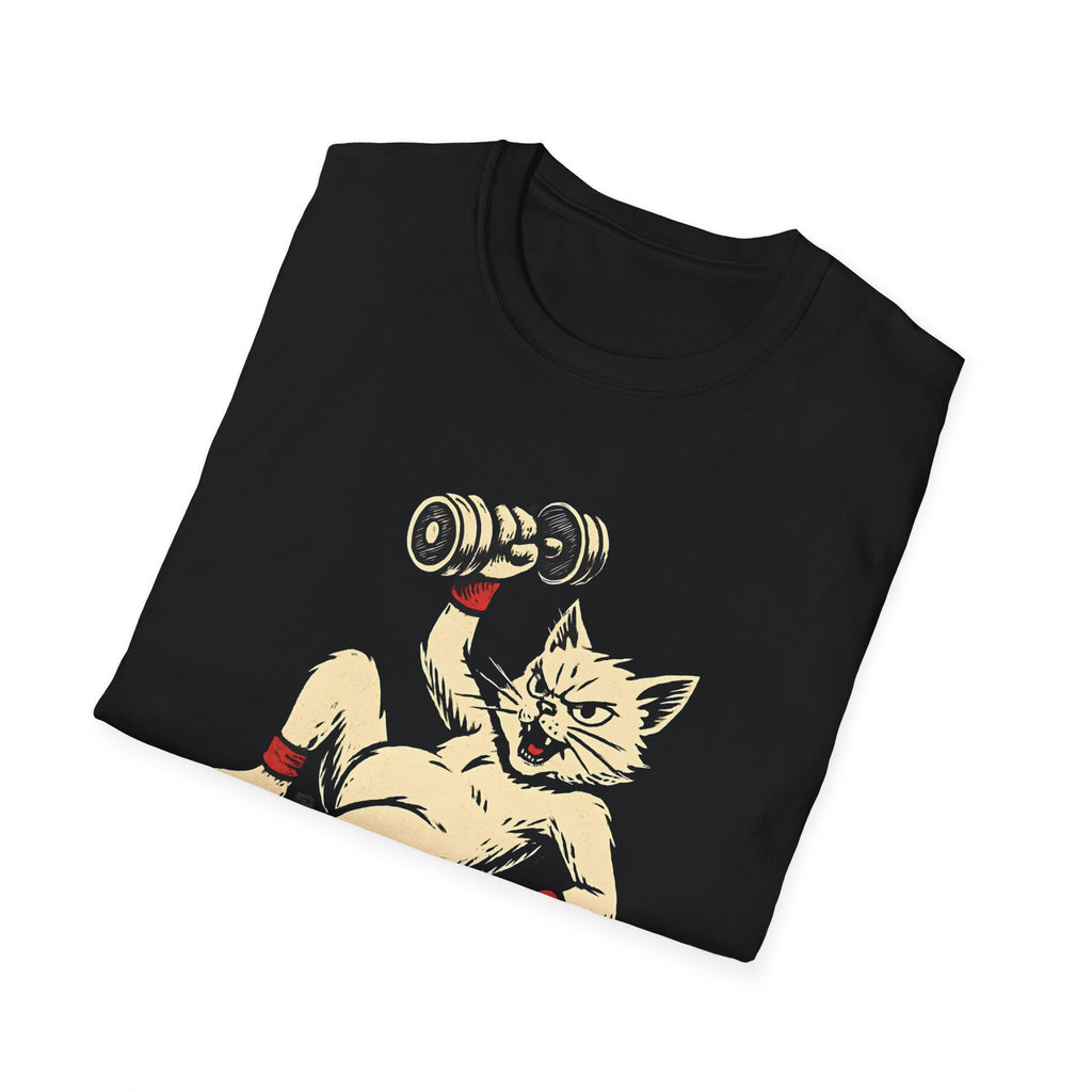 Cat Lifts Dumbbell T-Shirt