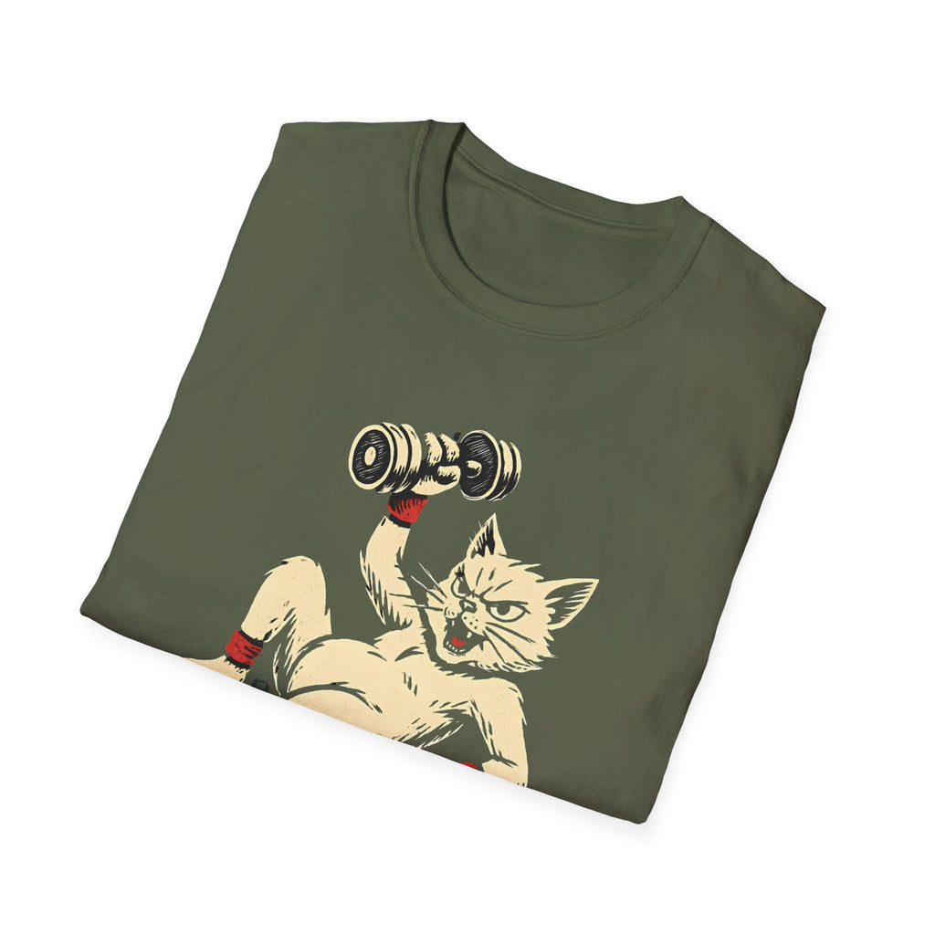 Cat Lifts Dumbbell T-Shirt