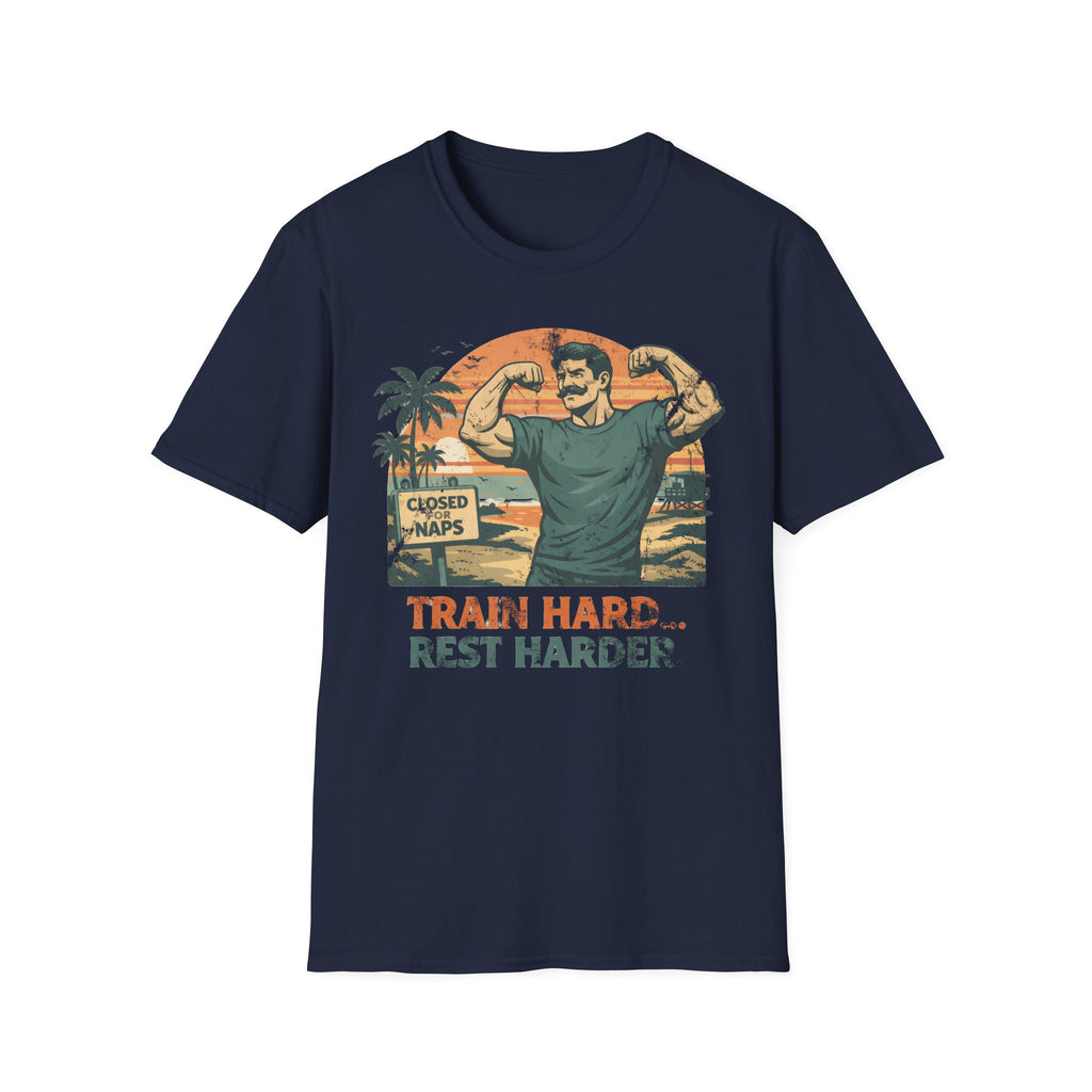 Retro Venice Beach Train Hard Rest Hard Gym T-Shirt