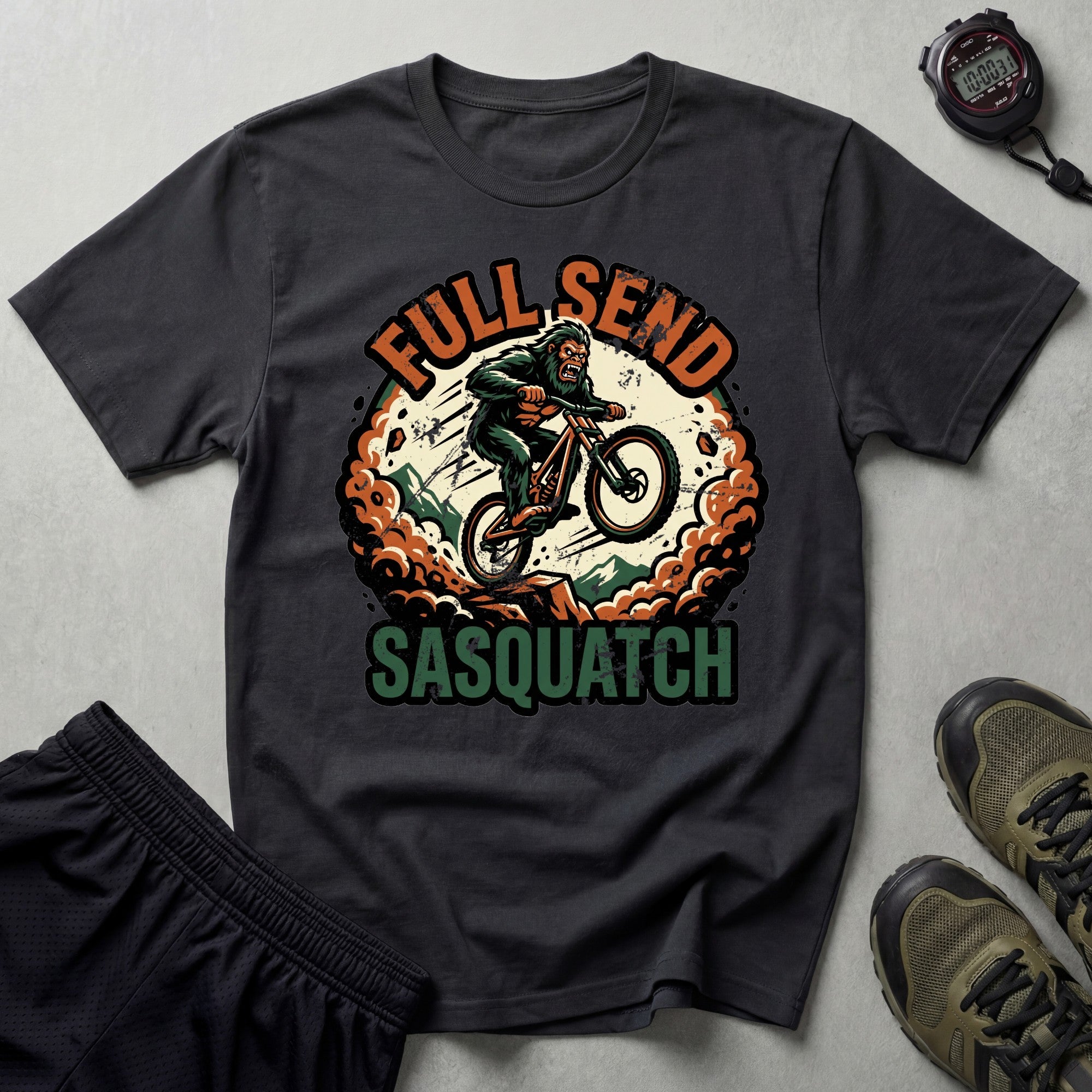 Full Send Sasquatch Mountain Biking T-Shirt