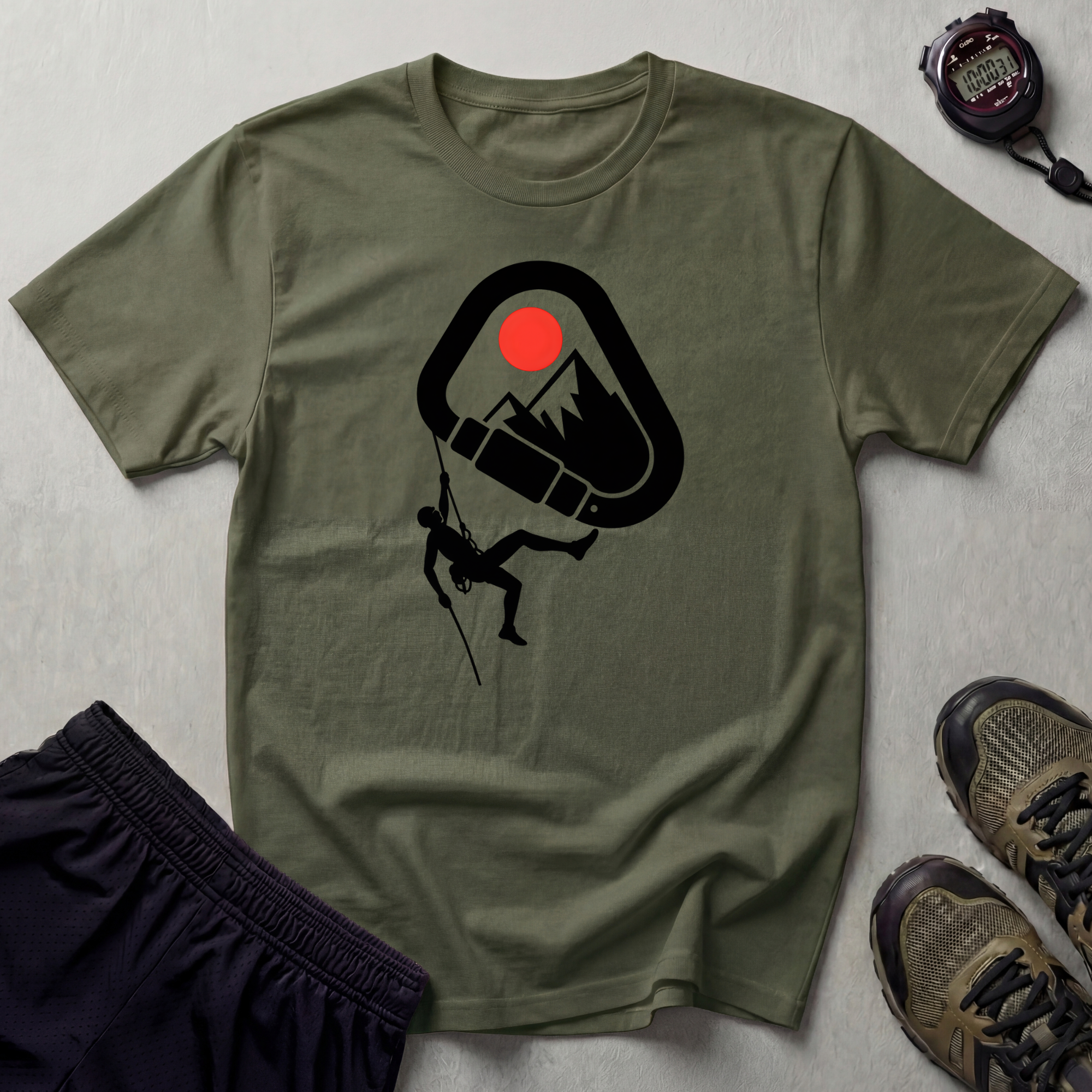 Rappelling climber silhouette T-Shirt