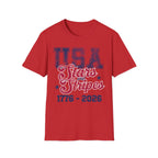 USA 250 Stars Stripes Graphic Vintage Gym T-Shirt