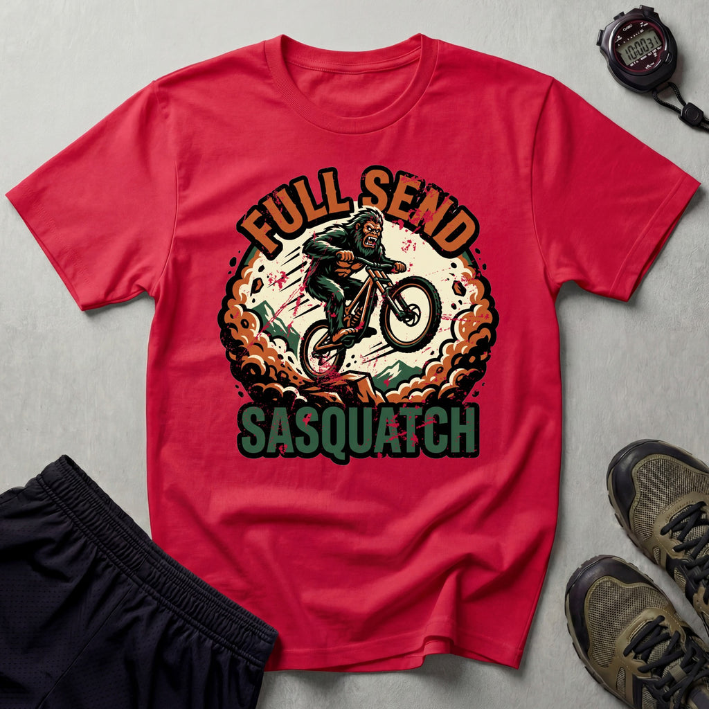 Full Send Sasquatch Mountain Biking T-Shirt