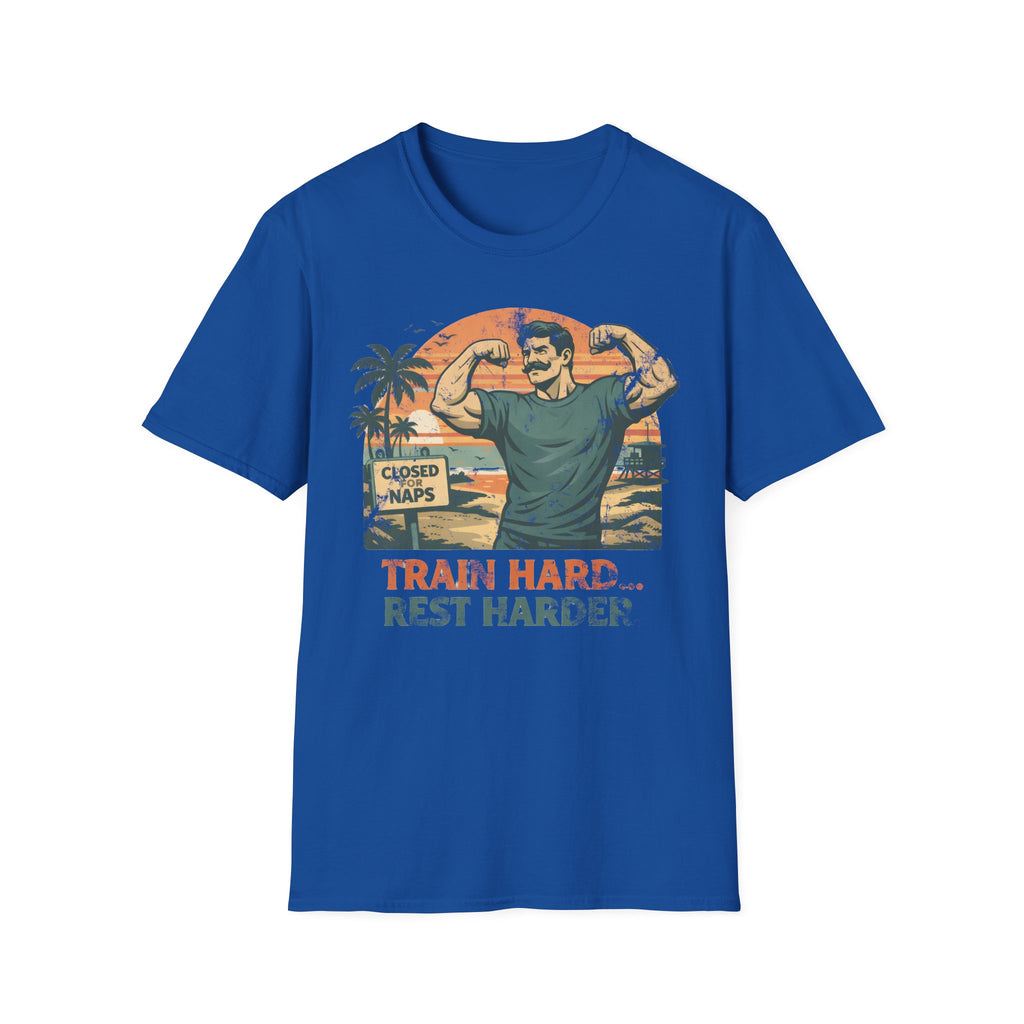 Retro Venice Beach Train Hard Rest Hard Gym T-Shirt