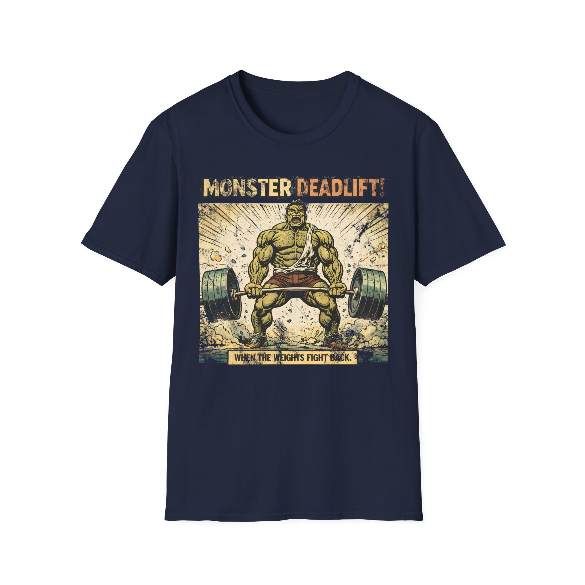 Retro Comic Monster Deadlift Gymwear T-Shirt