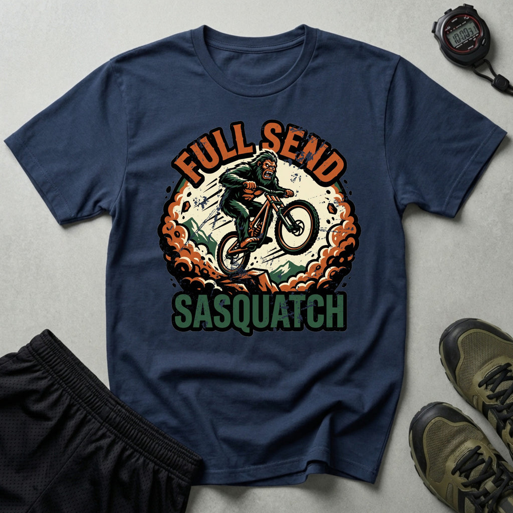 Full Send Sasquatch Mountain Biking T-Shirt