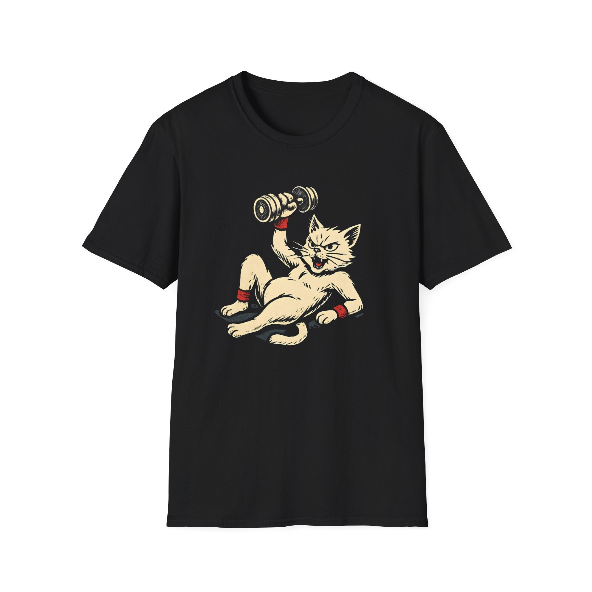 Cat Lifts Dumbbell T-Shirt