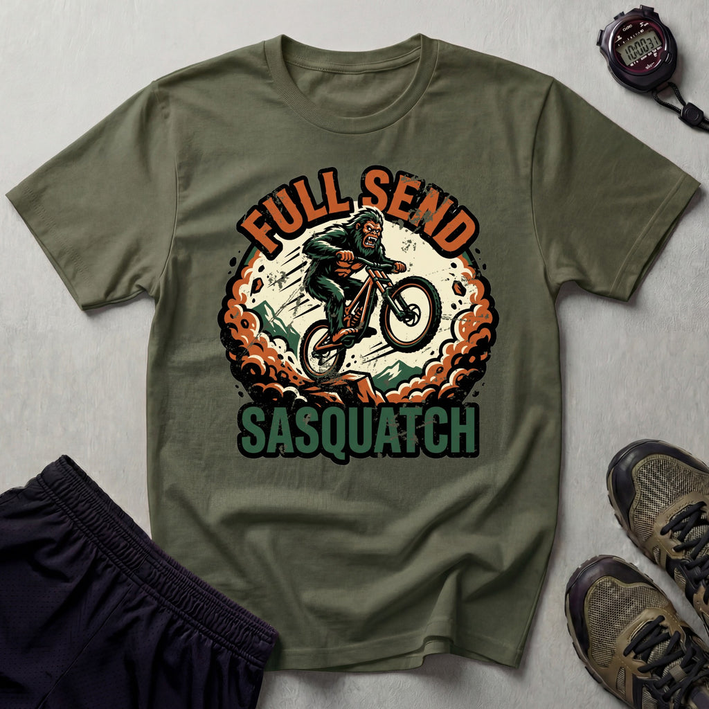 Full Send Sasquatch Mountain Biking T-Shirt