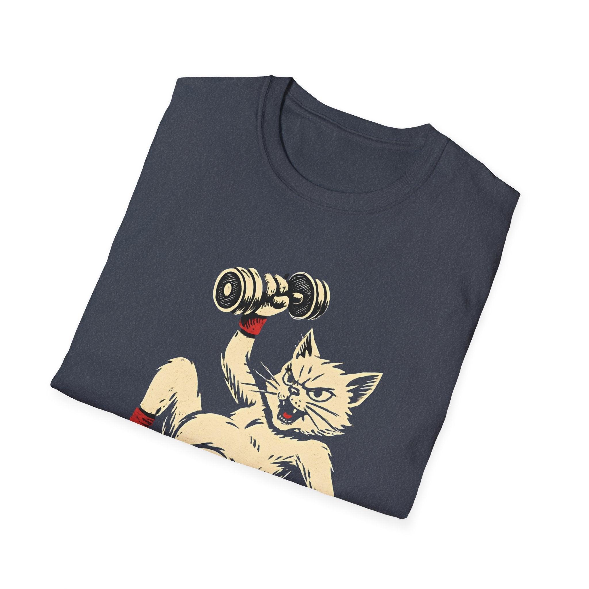 Cat Lifts Dumbbell T-Shirt