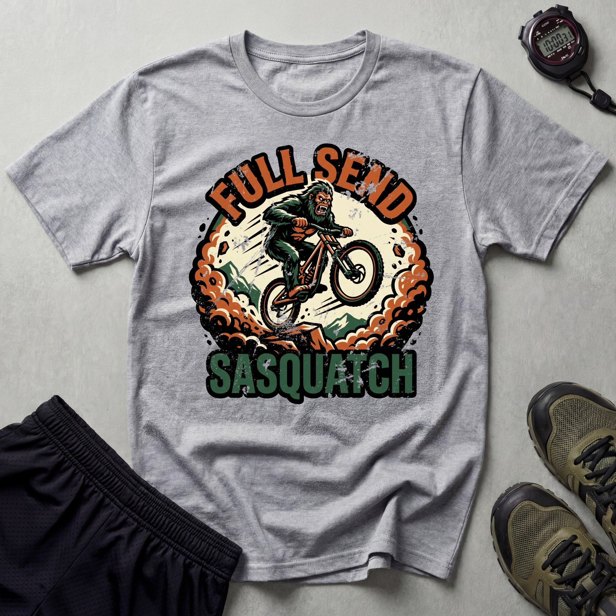 Full Send Sasquatch Mountain Biking T-Shirt
