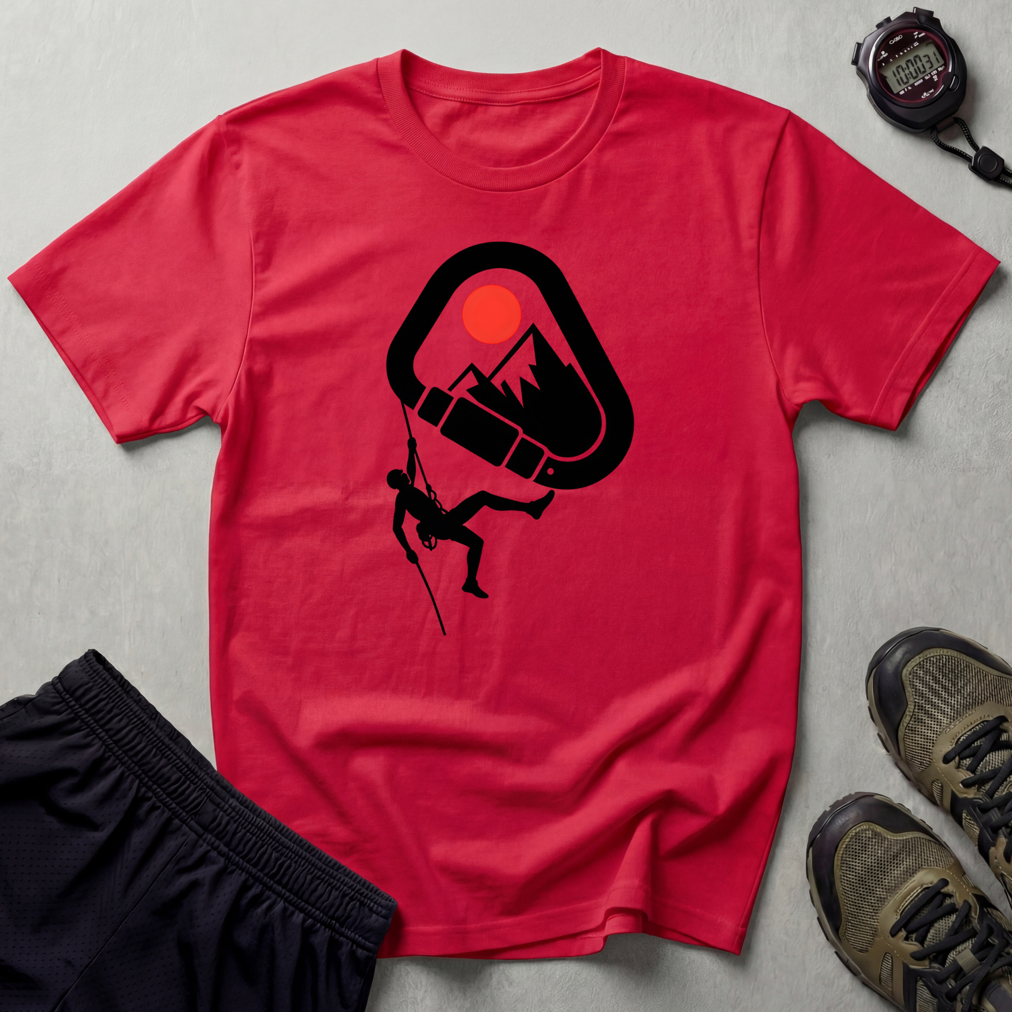 Rappelling climber silhouette T-Shirt