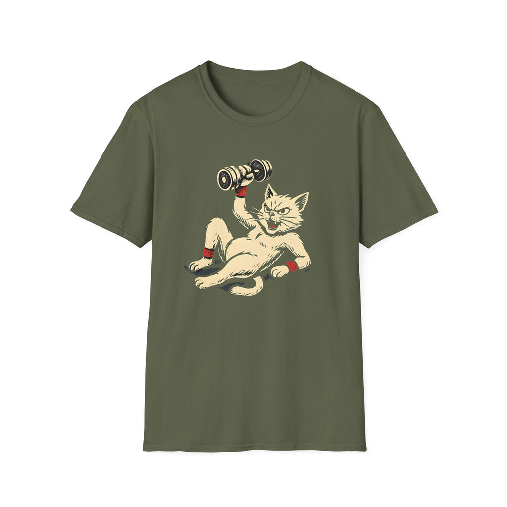 Cat Lifts Dumbbell T-Shirt
