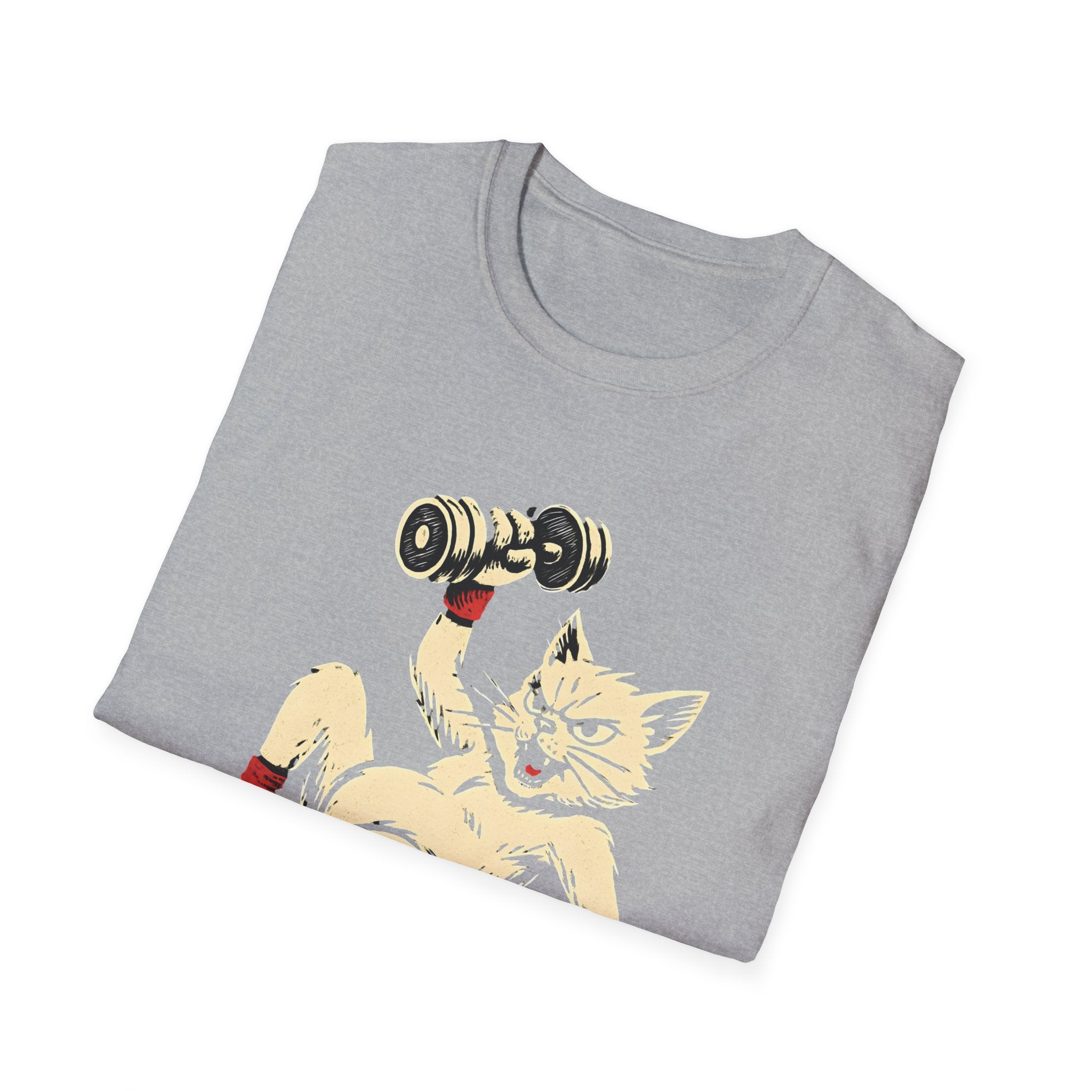 Cat Lifts Dumbbell T-Shirt