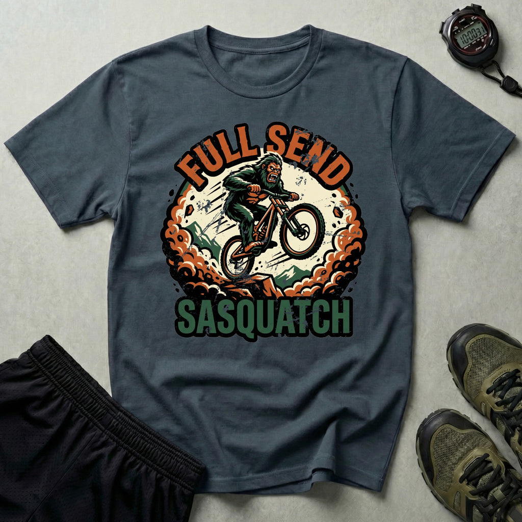 Full Send Sasquatch Mountain Biking T-Shirt