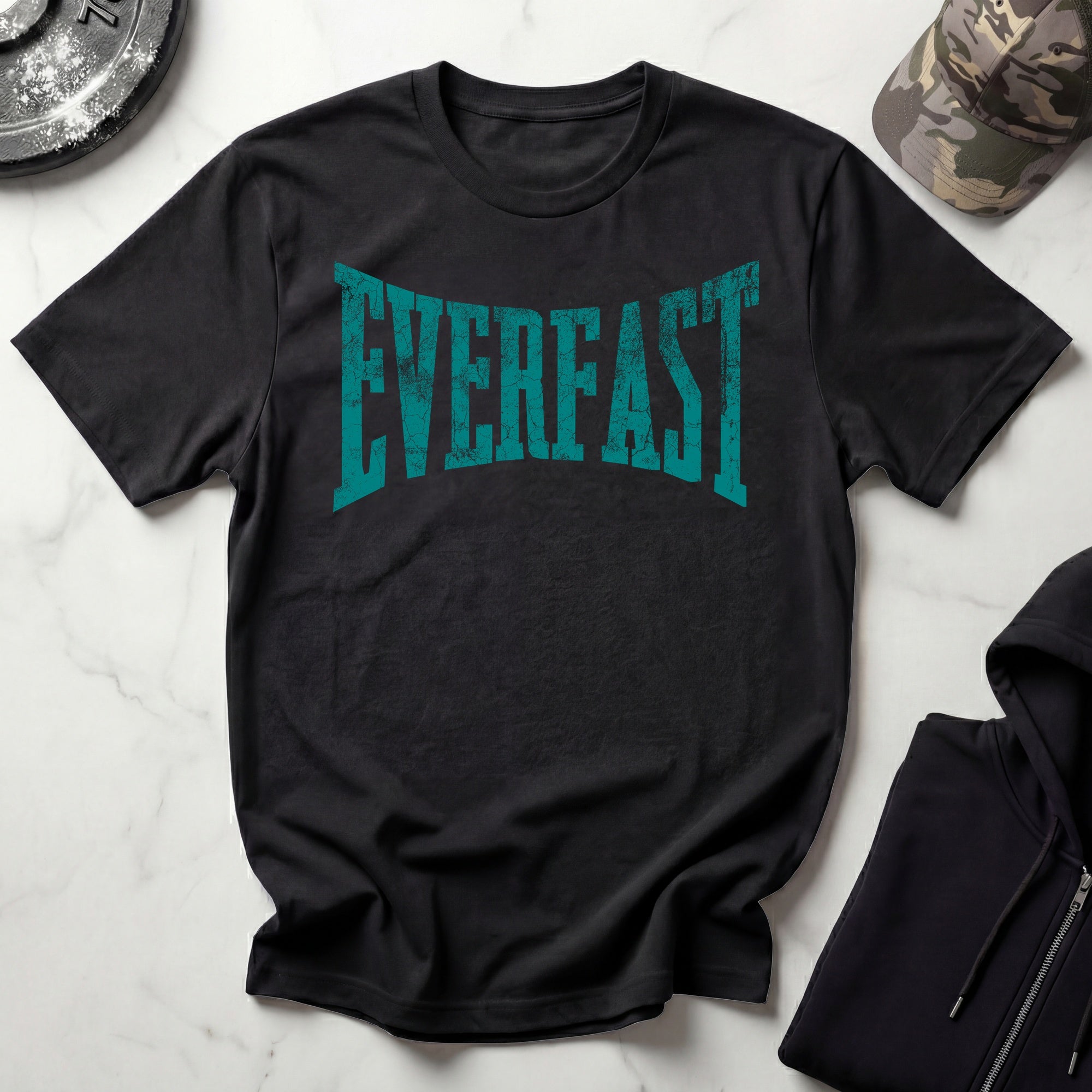 Everfast Teal Graphic Vintage Gym T-Shirt