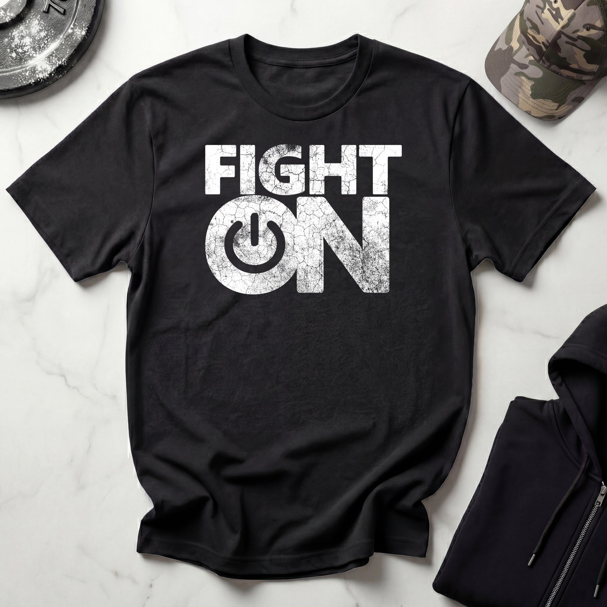 Fight ON Graphic Vintage Gym T-Shirt