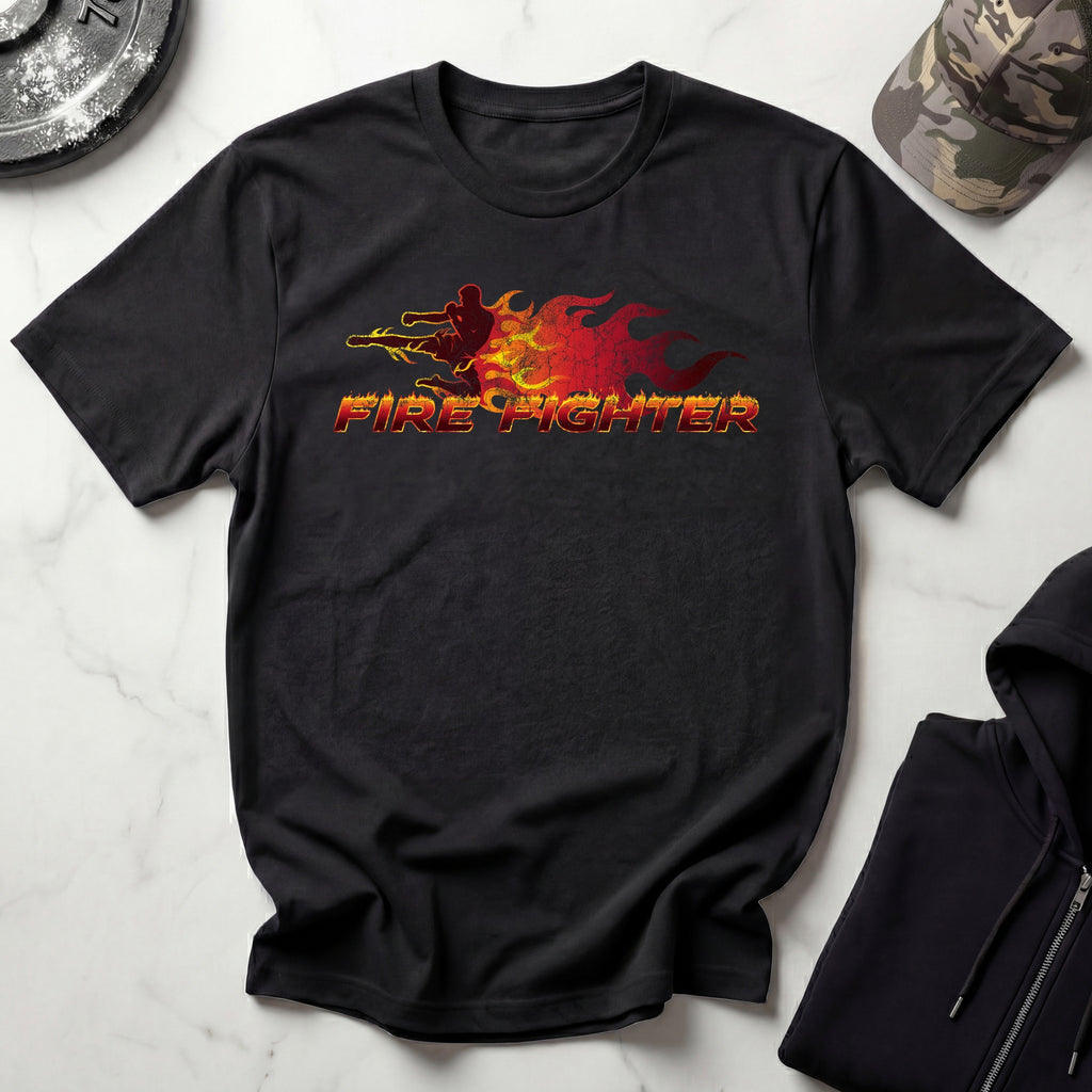 Fire Fighter Graphic Retro Gym T-Shirt