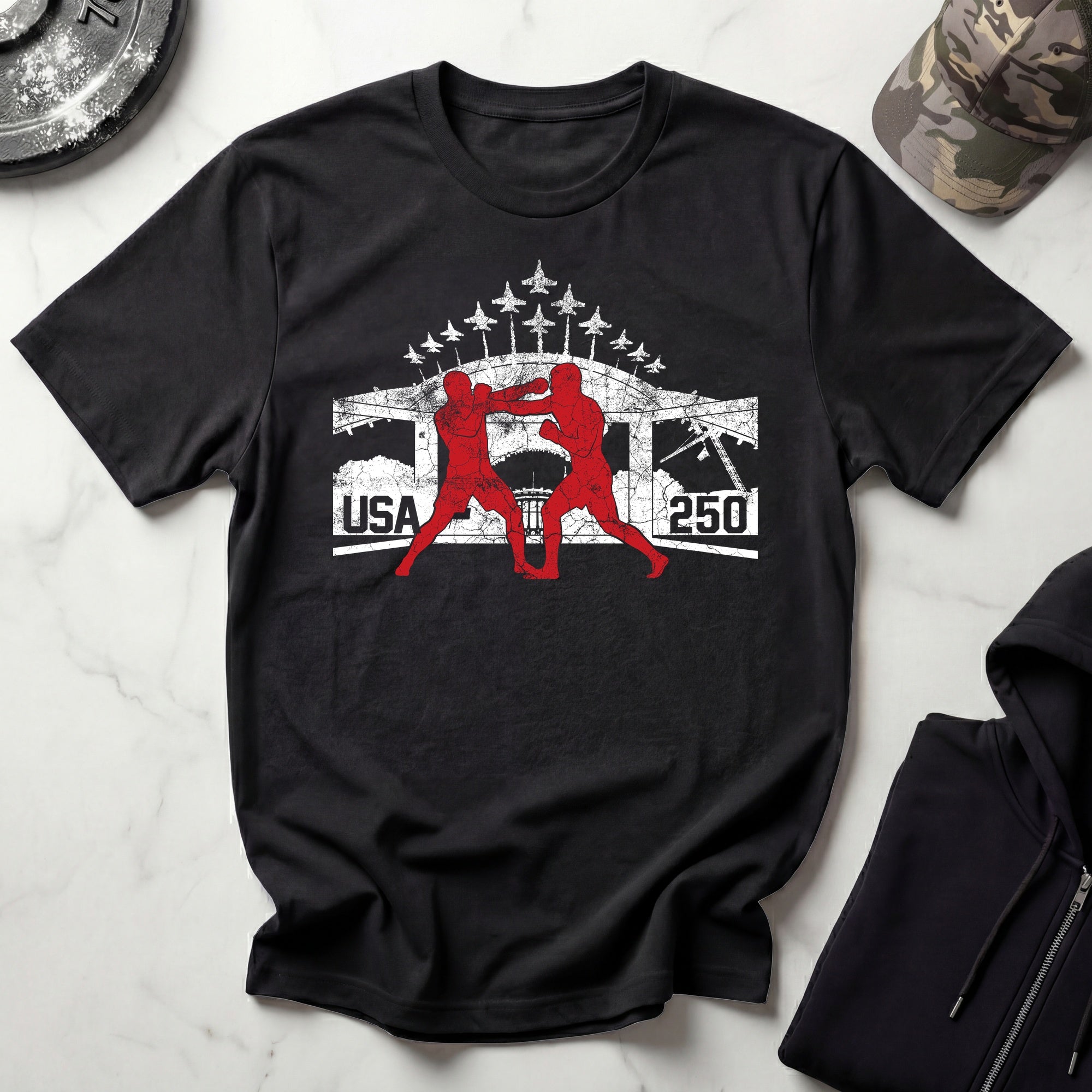 USA Freedom 250 Graphic Vintage Gym T-Shirt