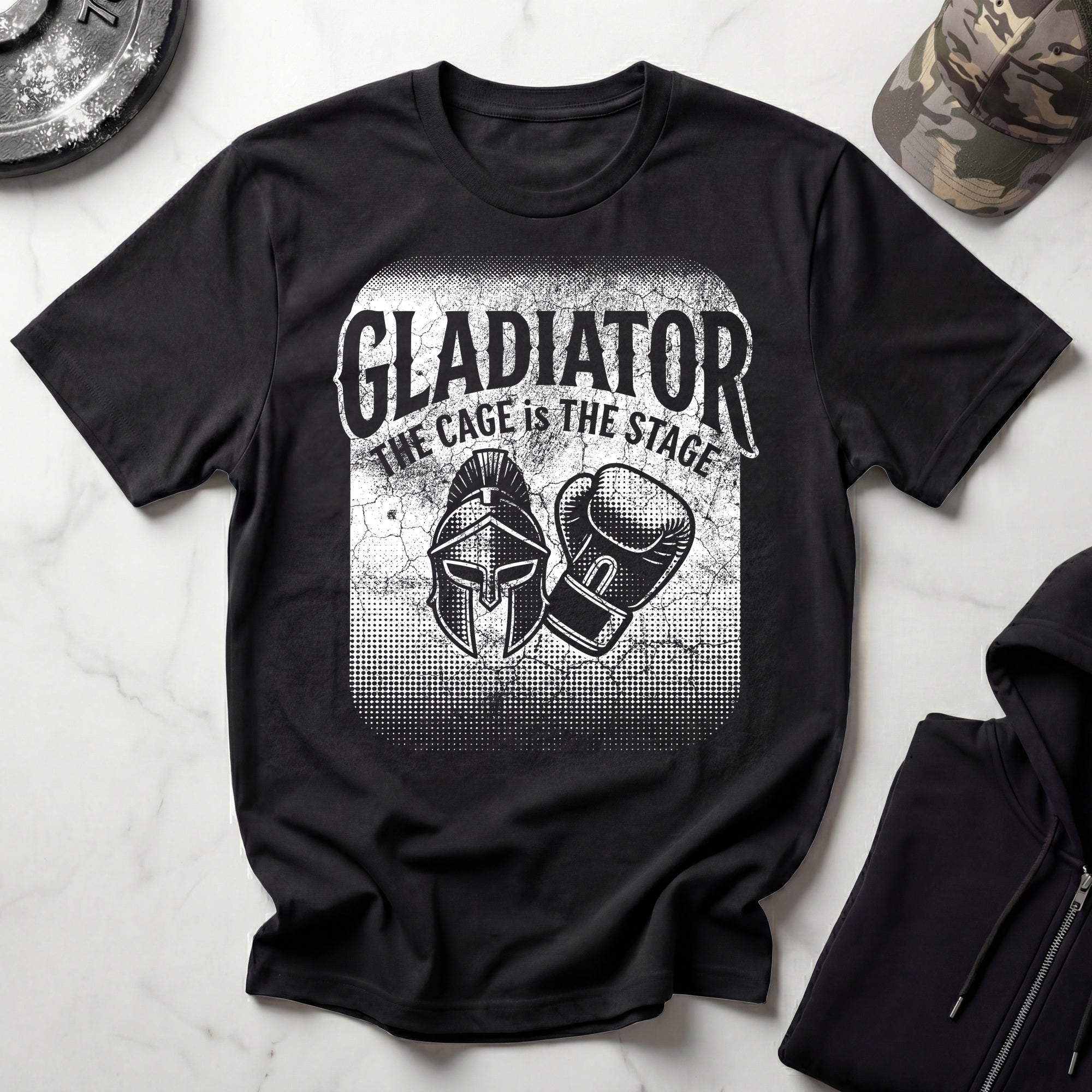 MMA Gladiator The Cage Is The Stage Graphic Gym T-Shirt