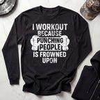 I Work Out Boxer Long Sleeve Gym Tee