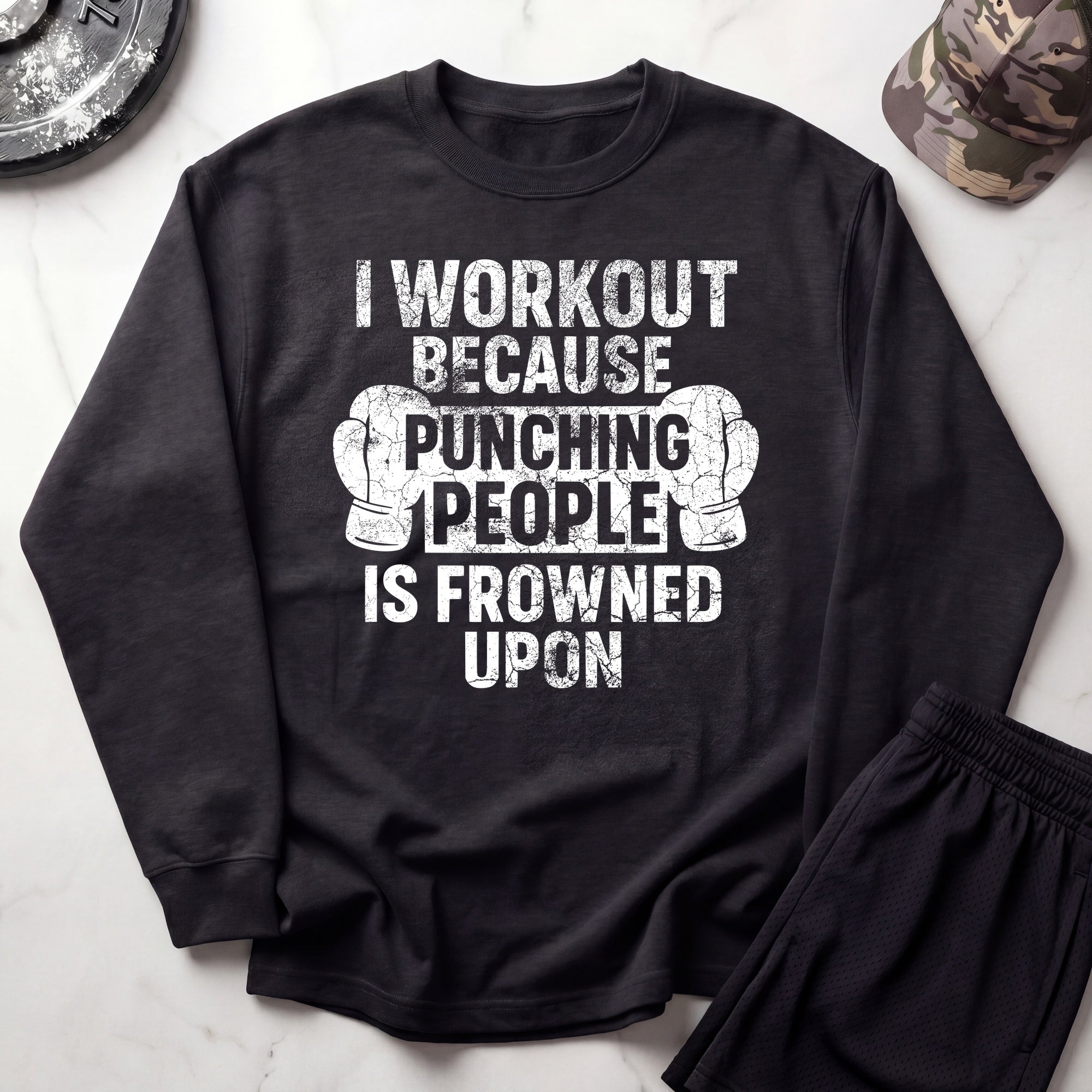 I Work Out Cozy Crewneck Gym Sweatshirt