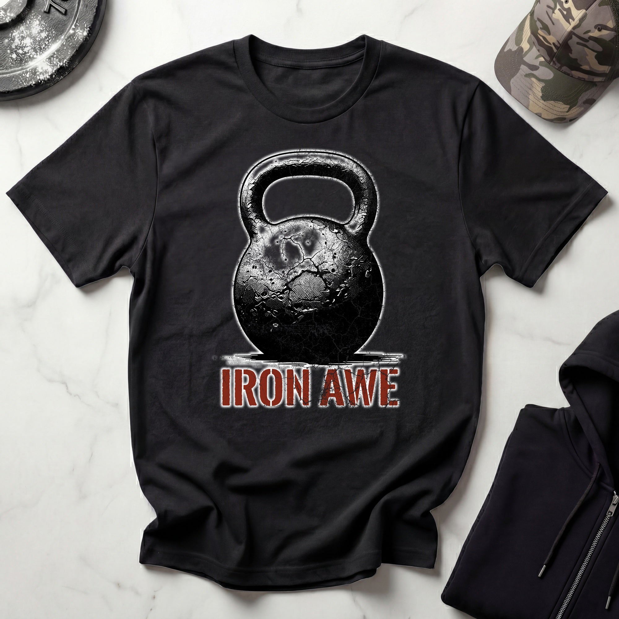 Iron Awe Kettlebell Graphic Gym T-Shirt