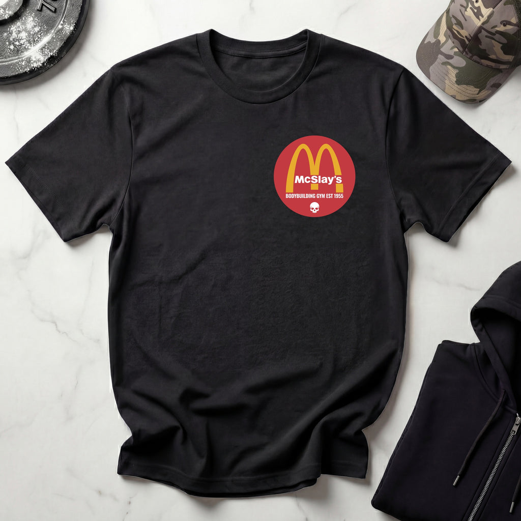 McSlays Gym Badge Graphic Vintage Gym T-Shirt