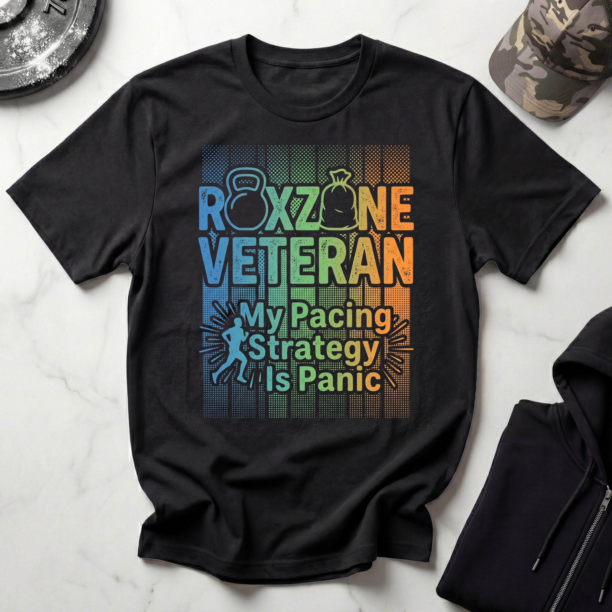 Roxzone Veteran Pacing Stategy Panic Gym T-Shirt