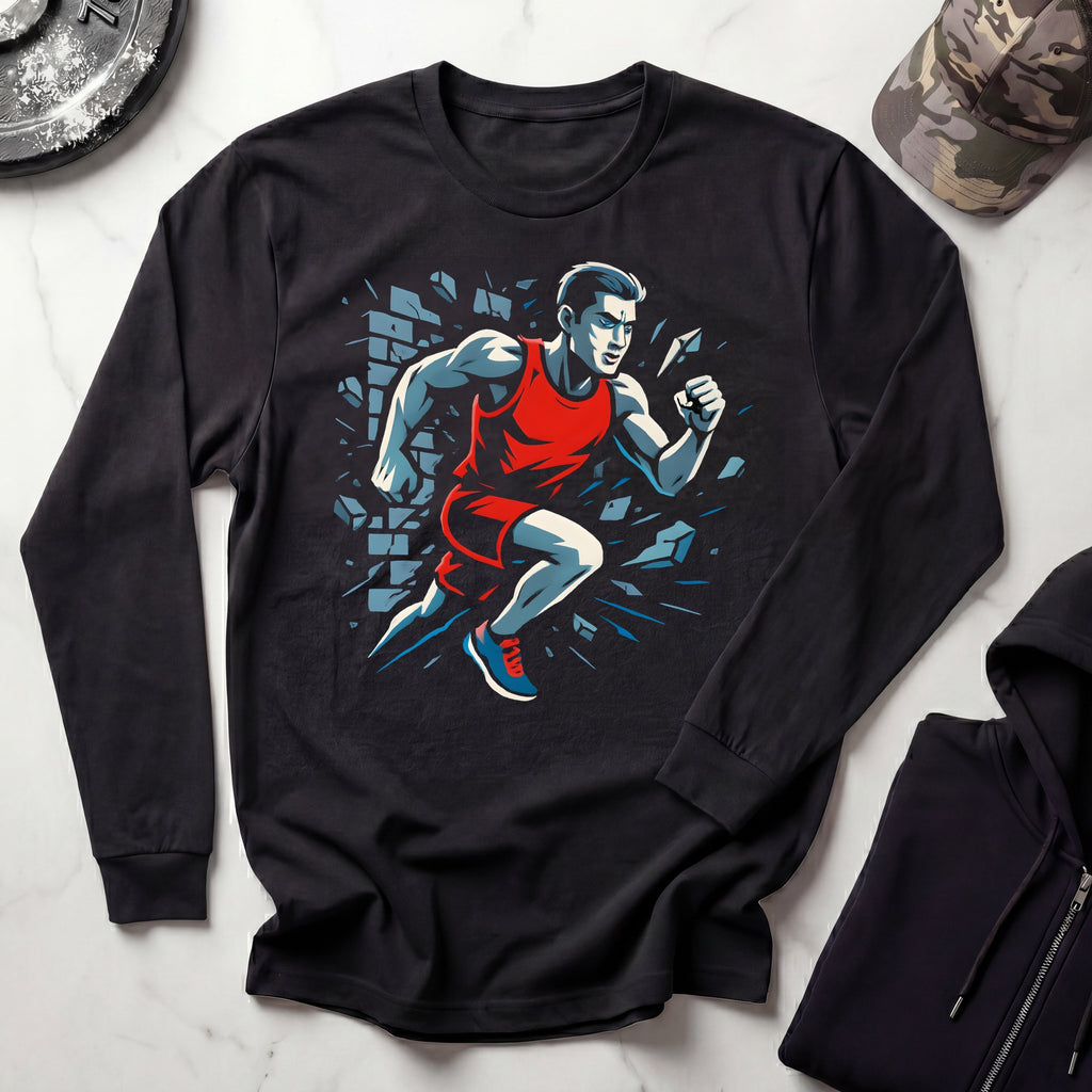 Runner Breaks Through Graphic Long Sleeve Gym Tee