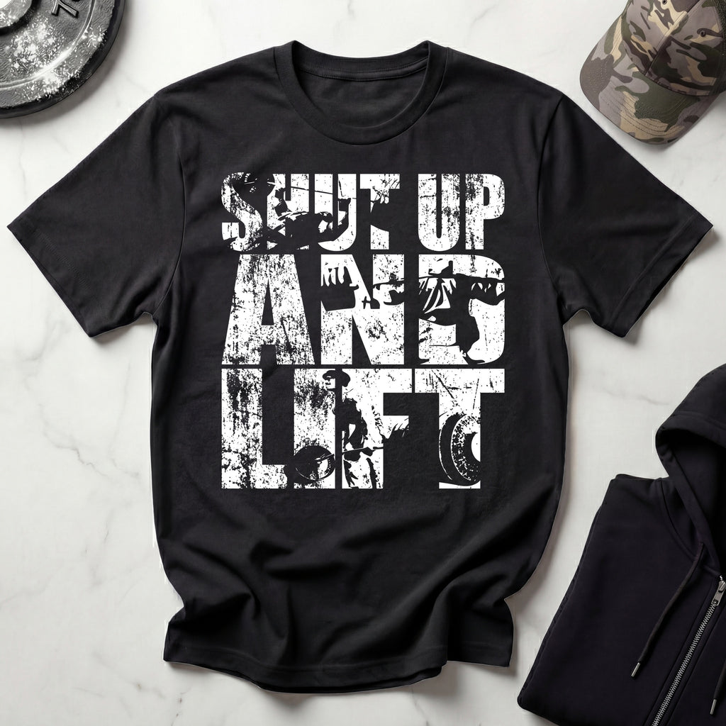 Shut Up and Lift Heavy Graphic Vintage Gym T-Shirt