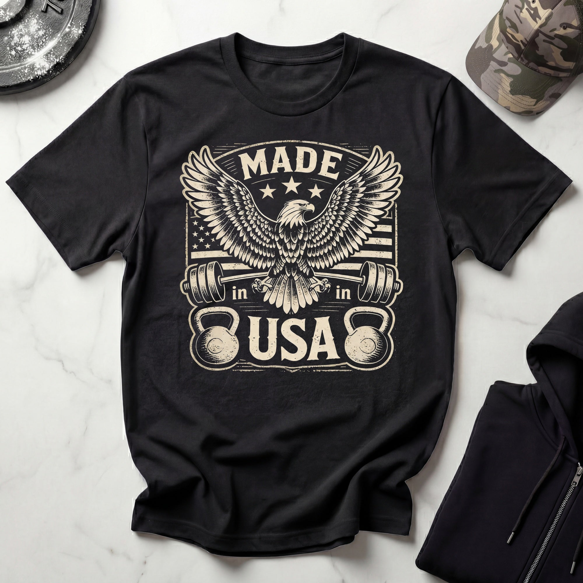 USA Eagle Flag Vintage Gym T-Shirt
