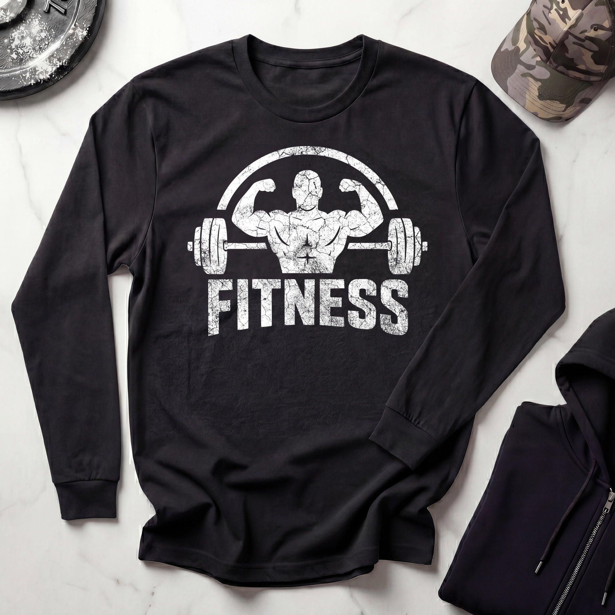 Weightlifting Fitness Vintage Long Sleeve Gym Tee
