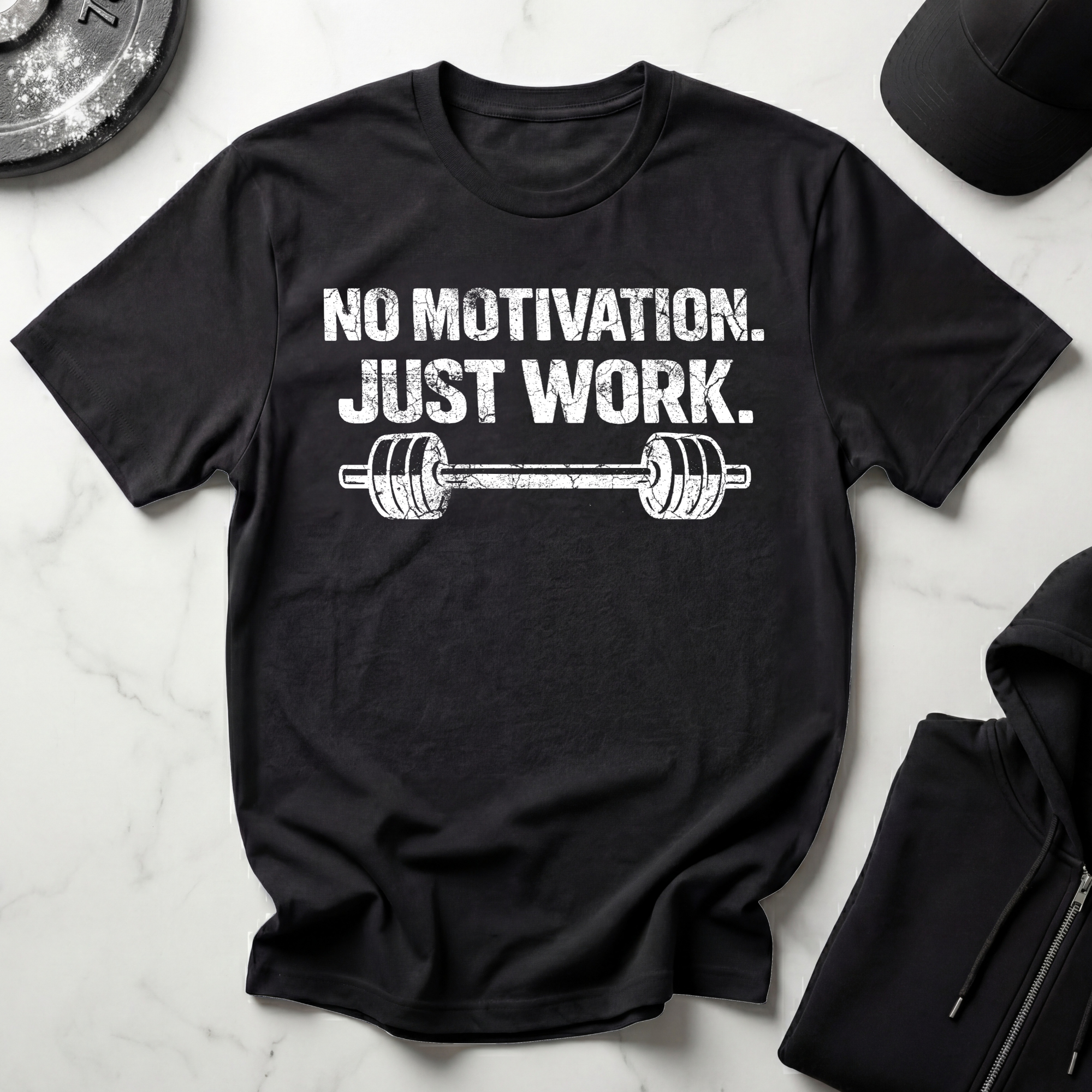 No Motivation Just Work Dark Tee