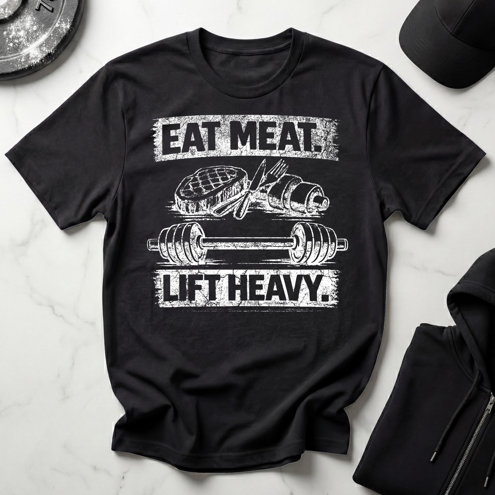 Eat Meat Lift Heavy Dark Tee