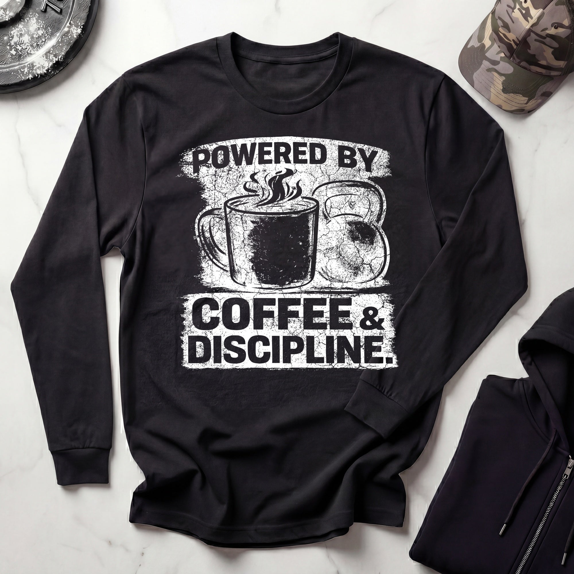 Coffee and Discipline Vintage Long Sleeve Gym Tee
