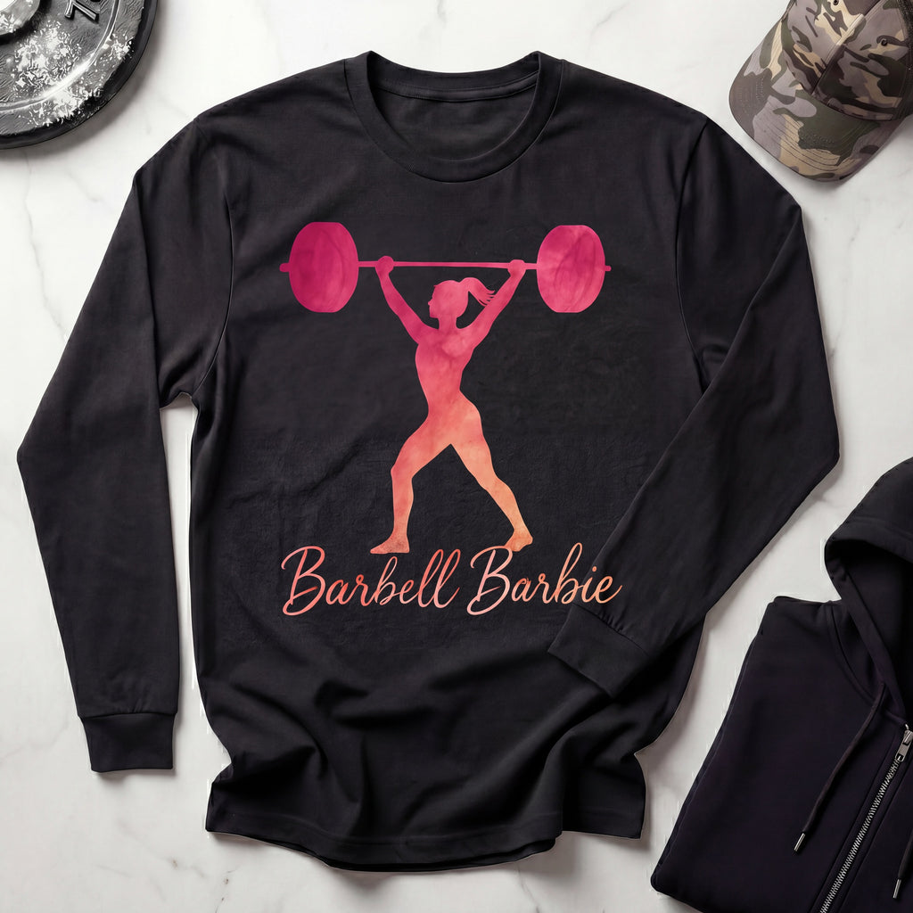 Barbell Barbie Long Sleeve Gym Tee