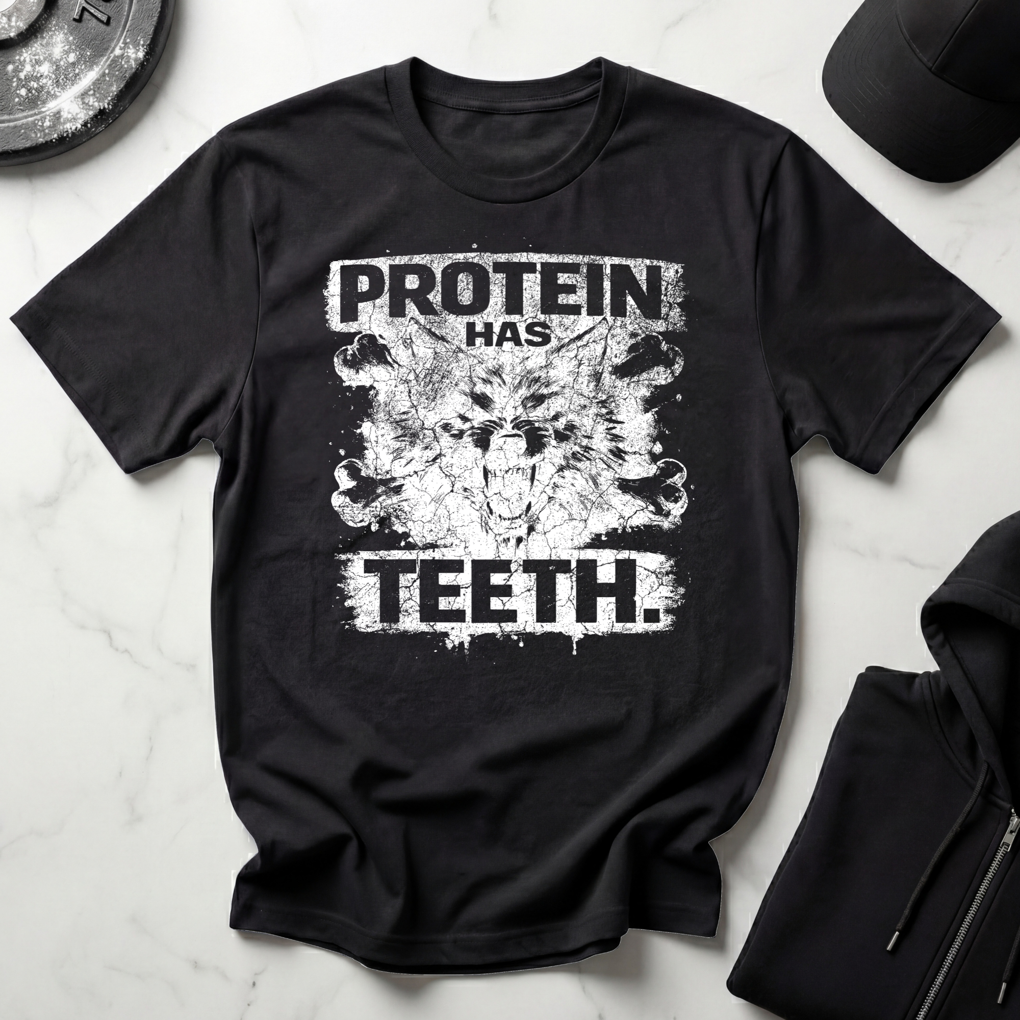 Protein Has Teeth Dark Tee