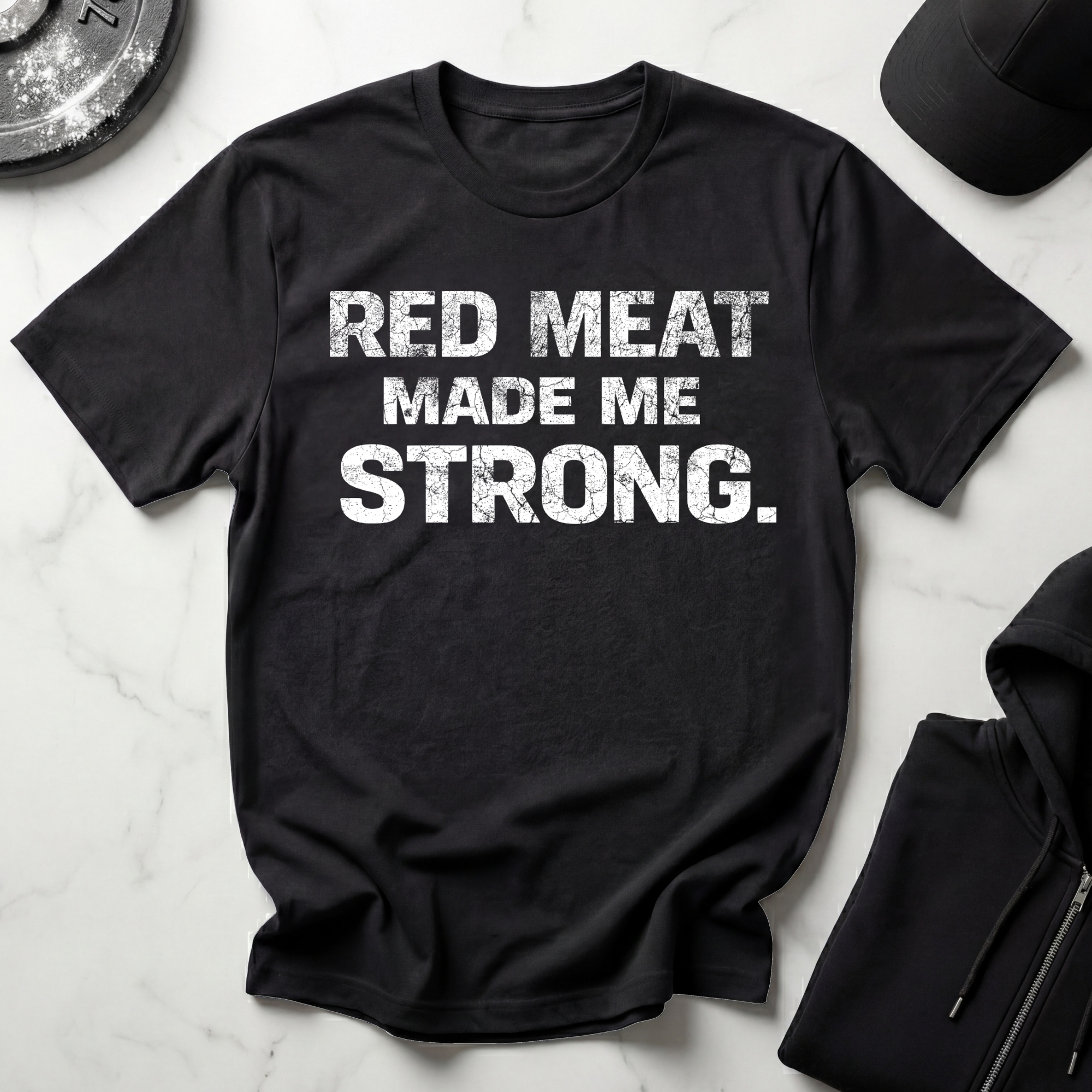 Red Meat Made Me Strong Dark Tee