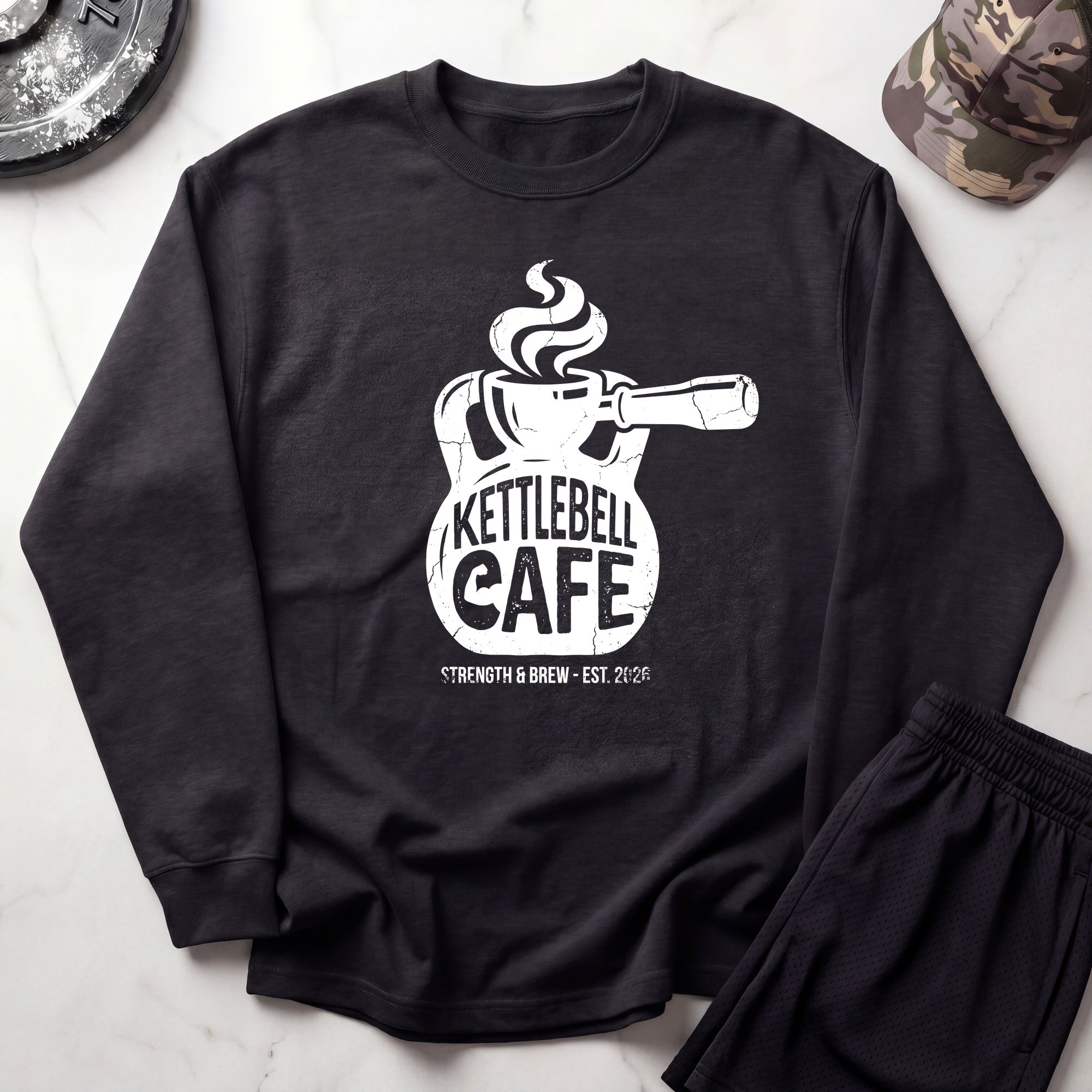 Kettlebell Cafe Cozy Gym Crewneck Sweatshirt