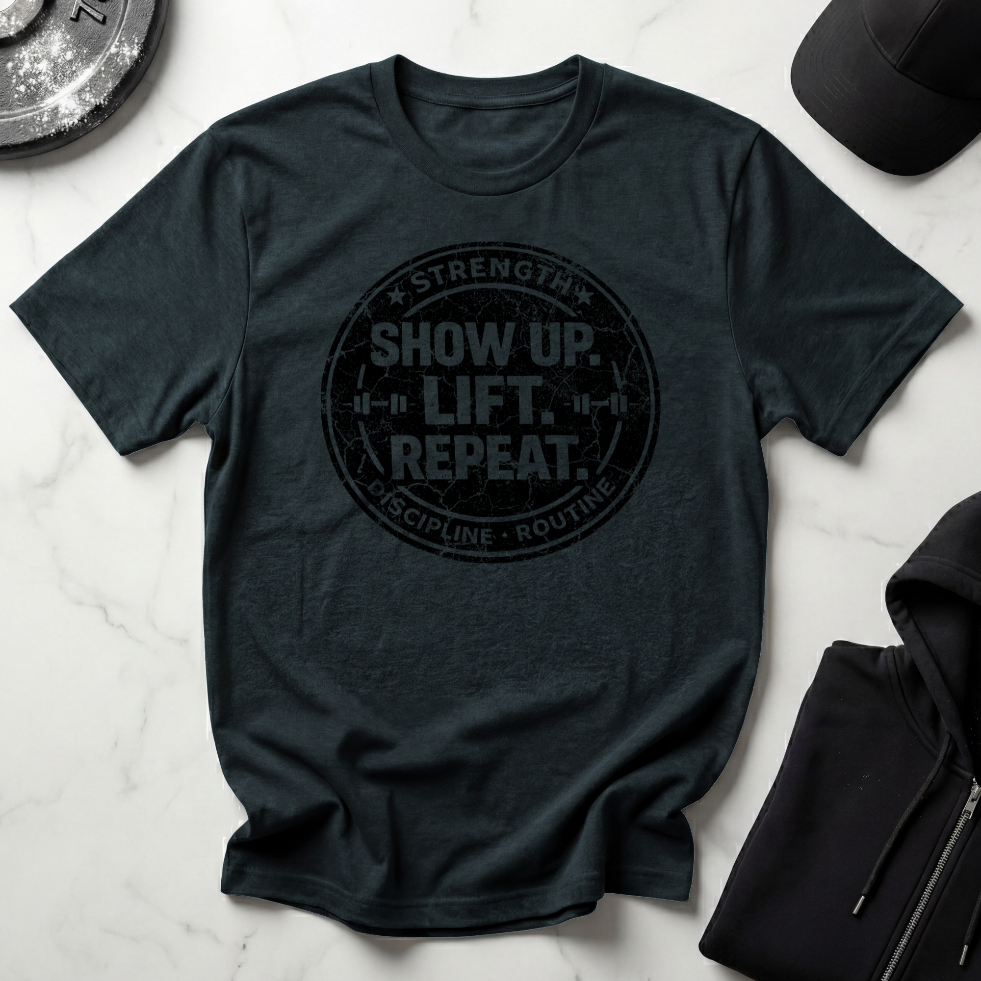 Show Up Lift Repeat Light Tee