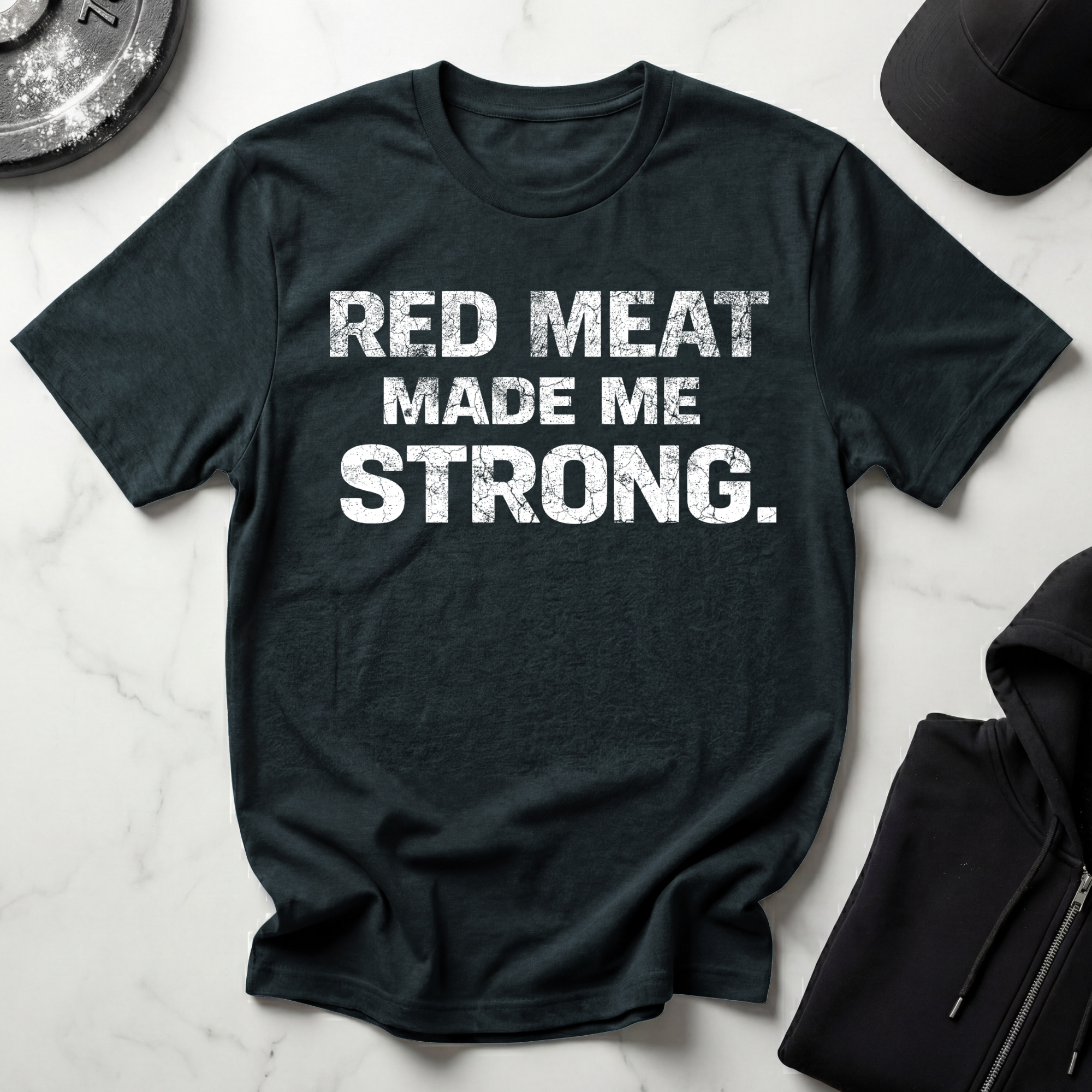 Red Meat Made Me Strong Dark Tee
