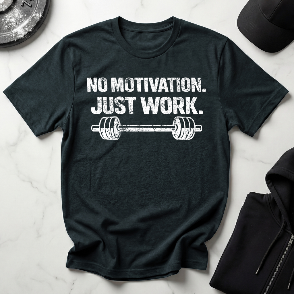 No Motivation Just Work Dark Tee