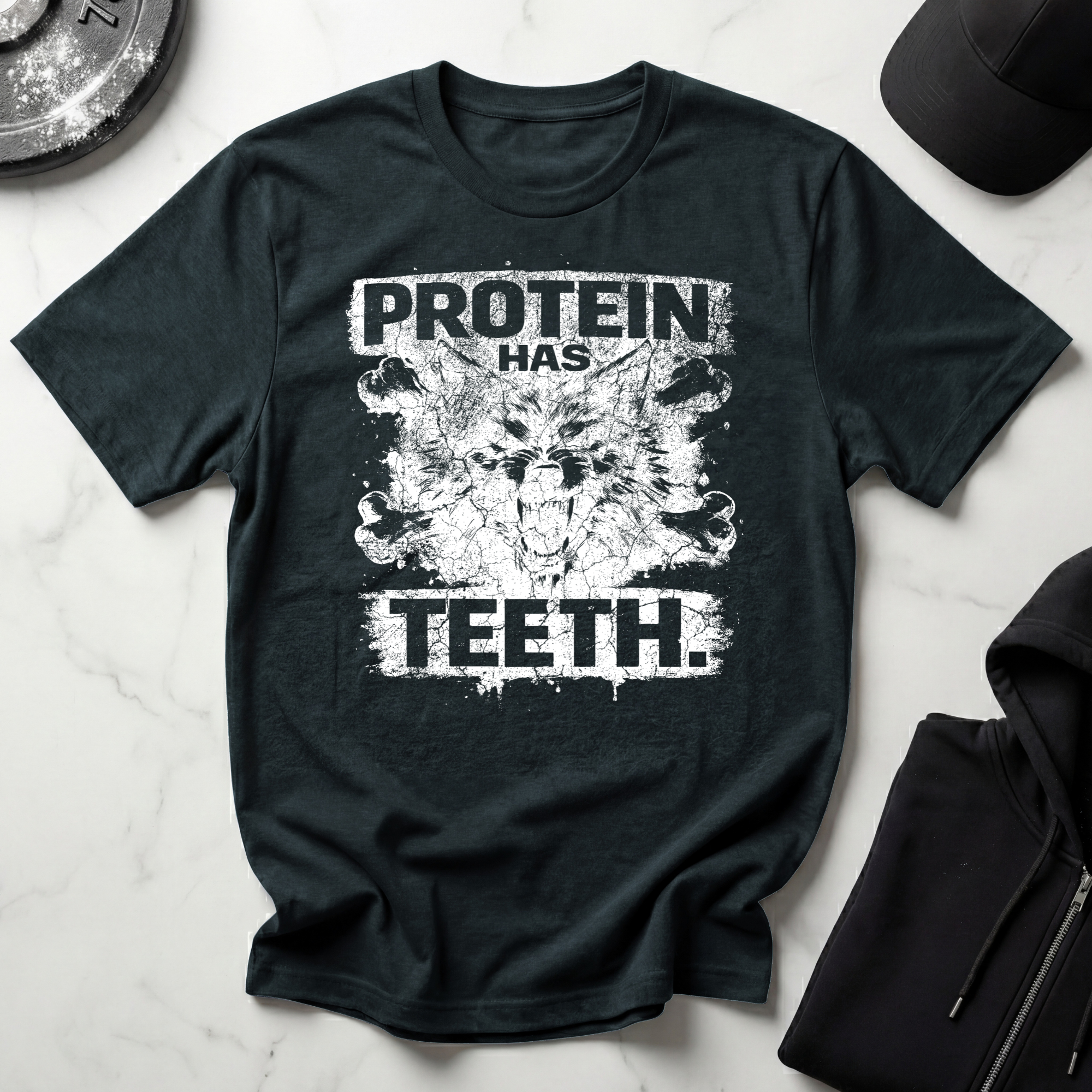Protein Has Teeth Dark Tee
