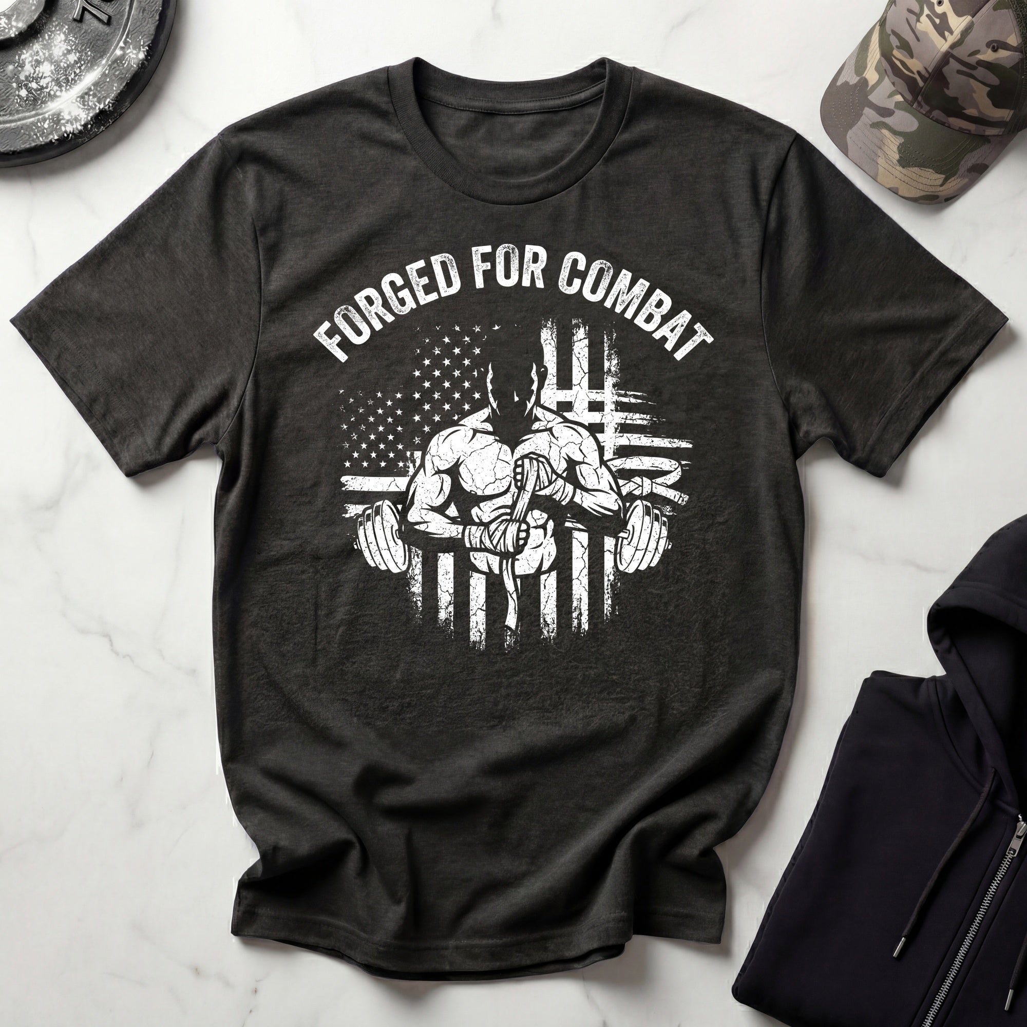 Forged for Combat Club Gym Vintage Retro Gym T-Shirt