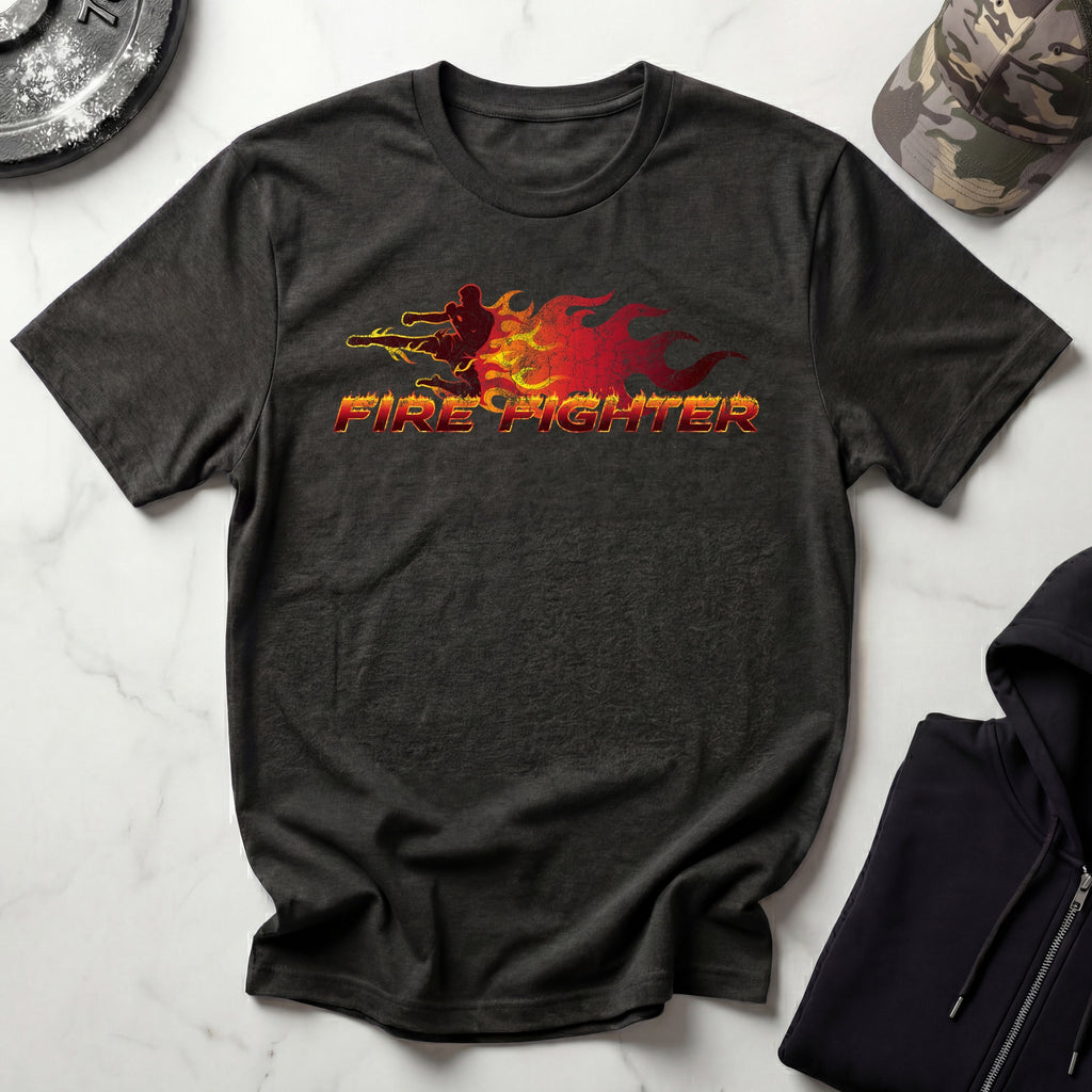 Fire Fighter Graphic Retro Gym T-Shirt