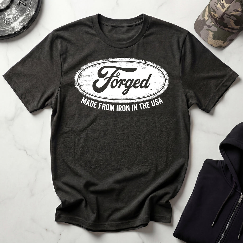Forged In The USA Logo Vintage Graphic Gym T-Shirt
